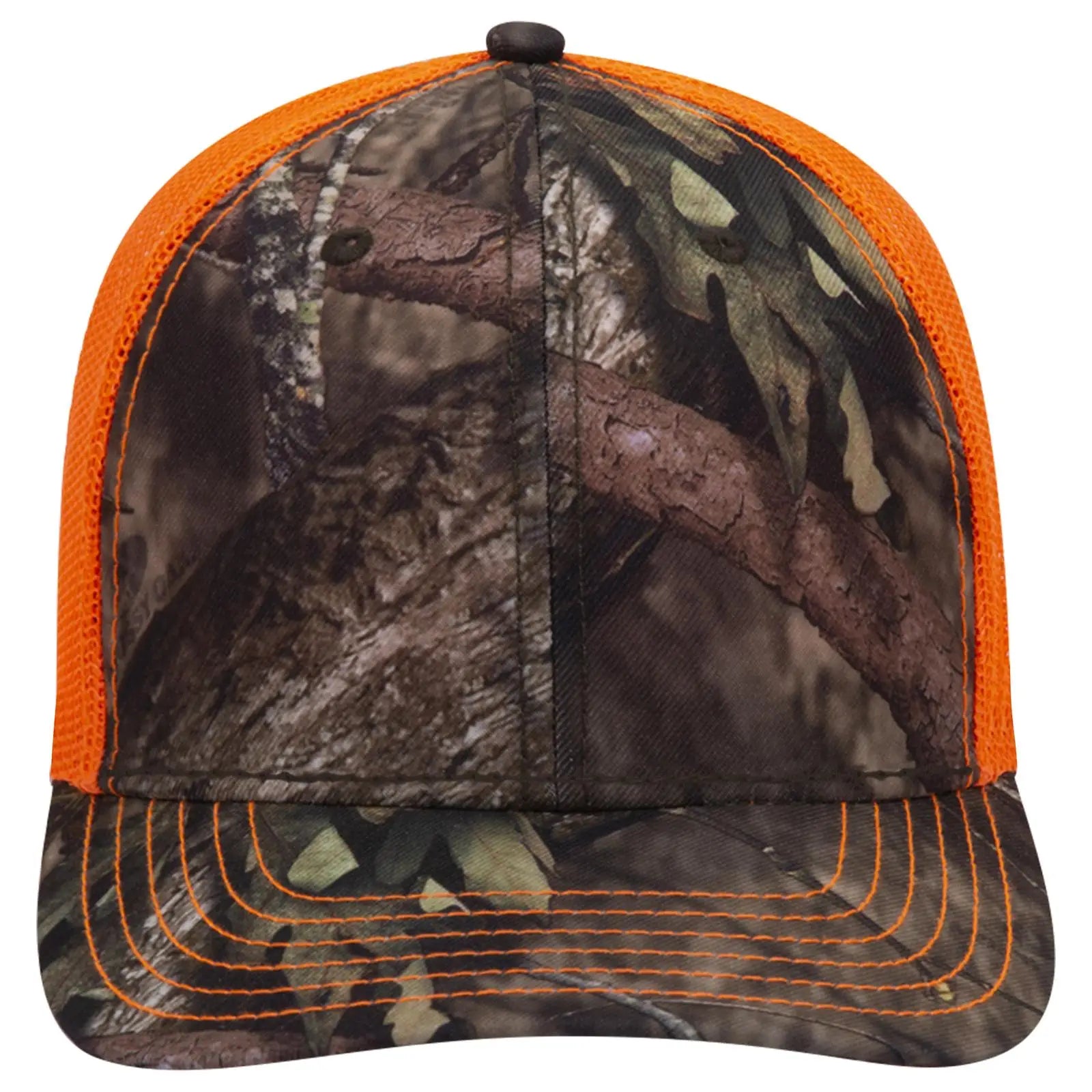 OTTO 171-1293 Mossy Oak Camouflage 6 Panel Low Profile Mesh Back Trucker Cap - Break Up Country/N.Org - Break Up