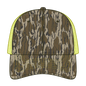 OTTO 171-1293 Mossy Oak Camouflage 6 Panel Low Profile Mesh Back Trucker Cap - Bottomland/N.Ylw - Bottomland/N.Ylw / 6