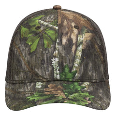 OTTO 171-1293 Mossy Oak Camouflage 6 Panel Low Profile Mesh Back Trucker Cap - Obsession/Dk.Ol.Grn