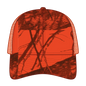 OTTO 171-1293 Mossy Oak Camouflage 6 Panel Low Profile Mesh Back Trucker Cap - Blaze/N.Org - Blaze/N.Org / 6 1/2’’ - 7