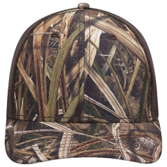 OTTO 171-1293 Mossy Oak Camouflage 6 Panel Low Profile Mesh Back Trucker Cap - Shadow Grass Blades/Dk. Brn - Shadow