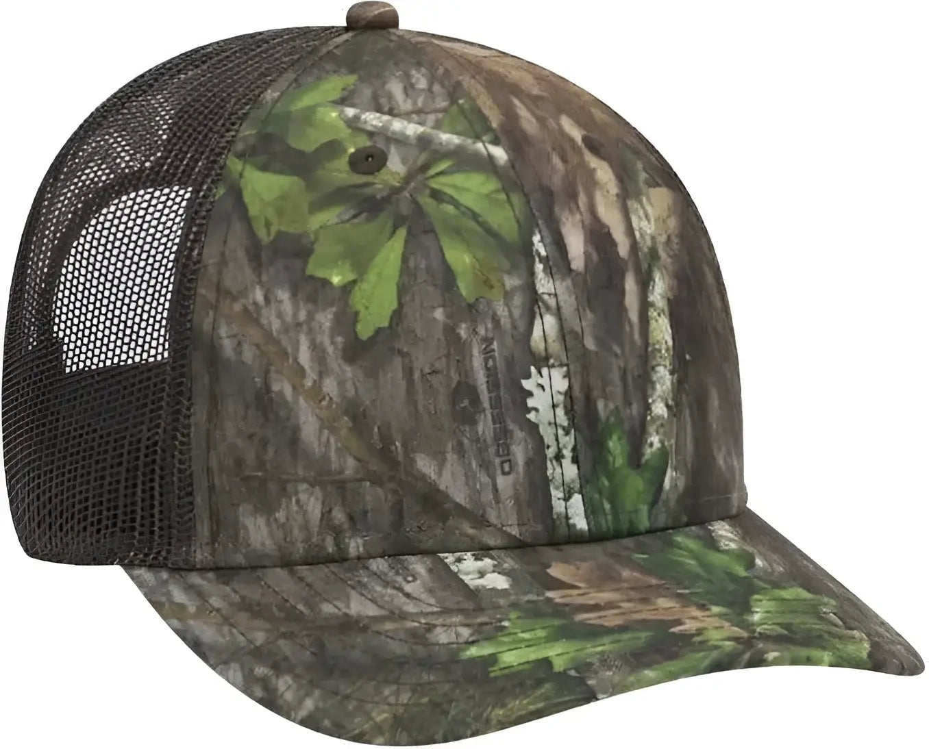 OTTO 171 1293 Mossy Oak Camouflage Superior Polyester Twill 6 Panel Low Profile Mesh Back Baseball Cap Obsession Dark