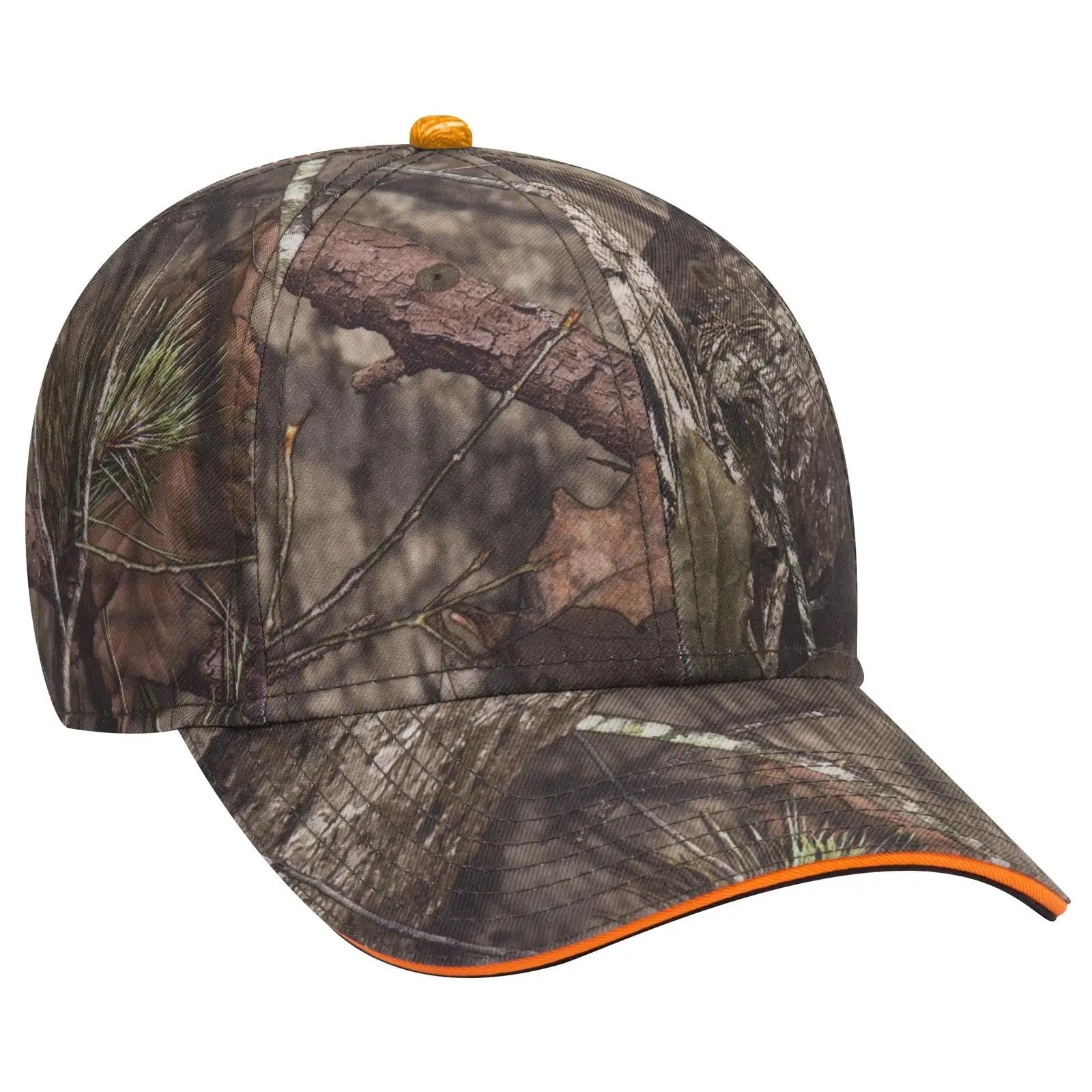 OTTO 171-1294 Mossy Oak Camouflage Sandwich Visor 6 Panel Low Profile Baseball Cap - Break Up Country - Break Up