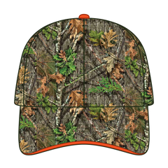 OTTO 171-1294 Mossy Oak Camouflage Sandwich Visor 6 Panel Low Profile Baseball Cap - Obsession - Obsession / 6 1/2’’