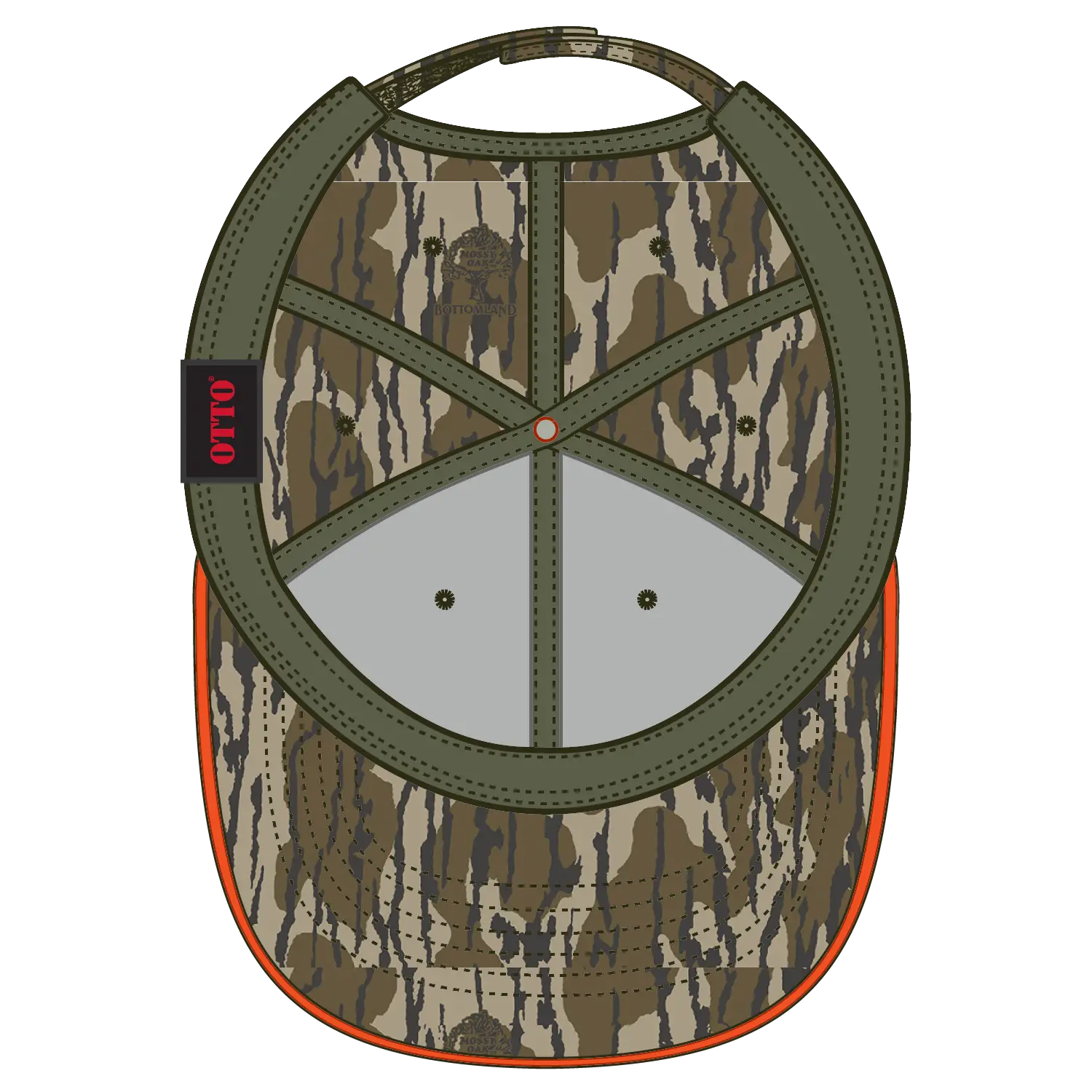 OTTO 171-1294 Mossy Oak Camouflage Sandwich Visor 6 Panel Low Profile Baseball Cap - Bottomland - Bottomland / 6 1/2’’