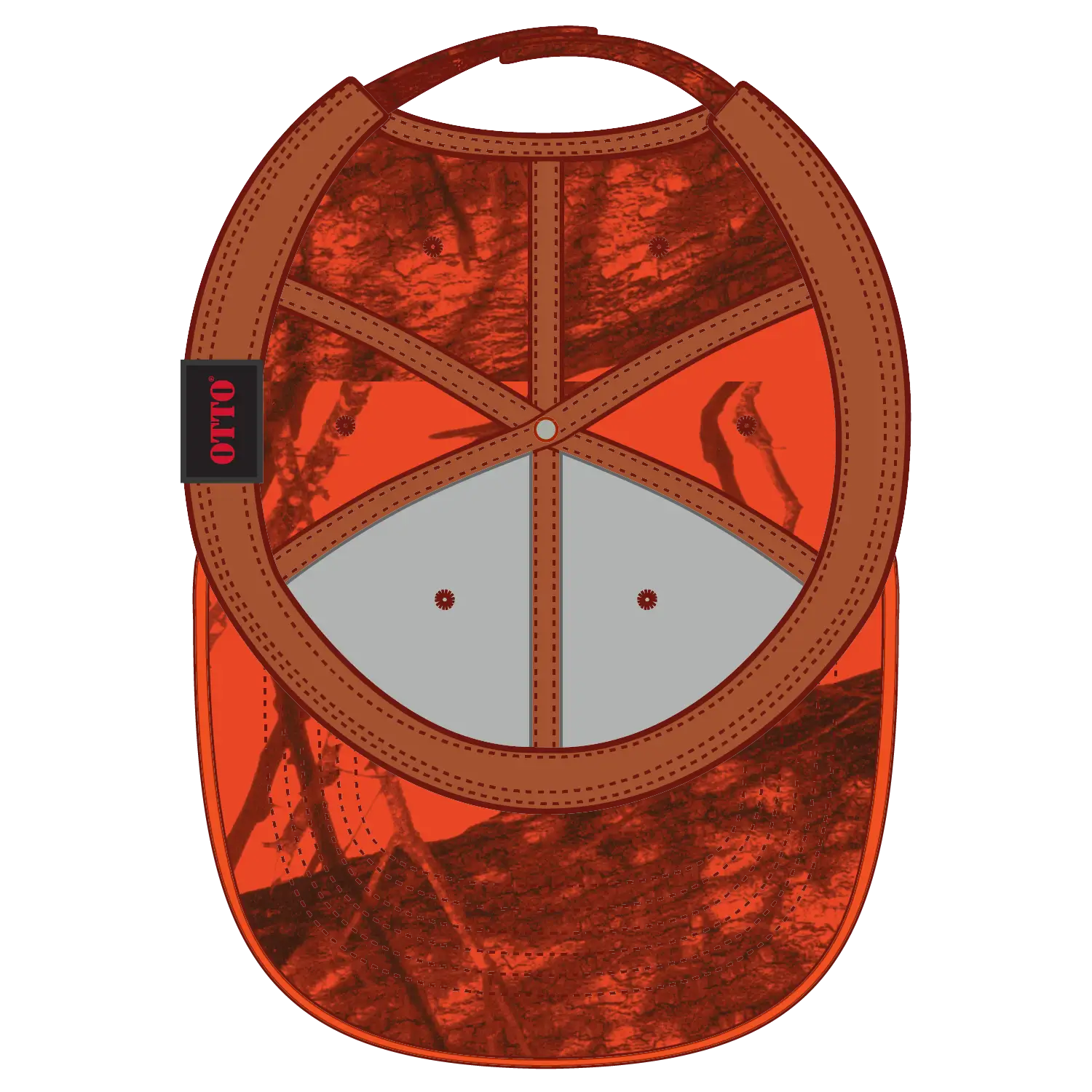 OTTO 171-1294 Mossy Oak Camouflage Sandwich Visor 6 Panel Low Profile Baseball Cap - Blaze - Blaze / 6 1/2’’ - 7 5/8’’