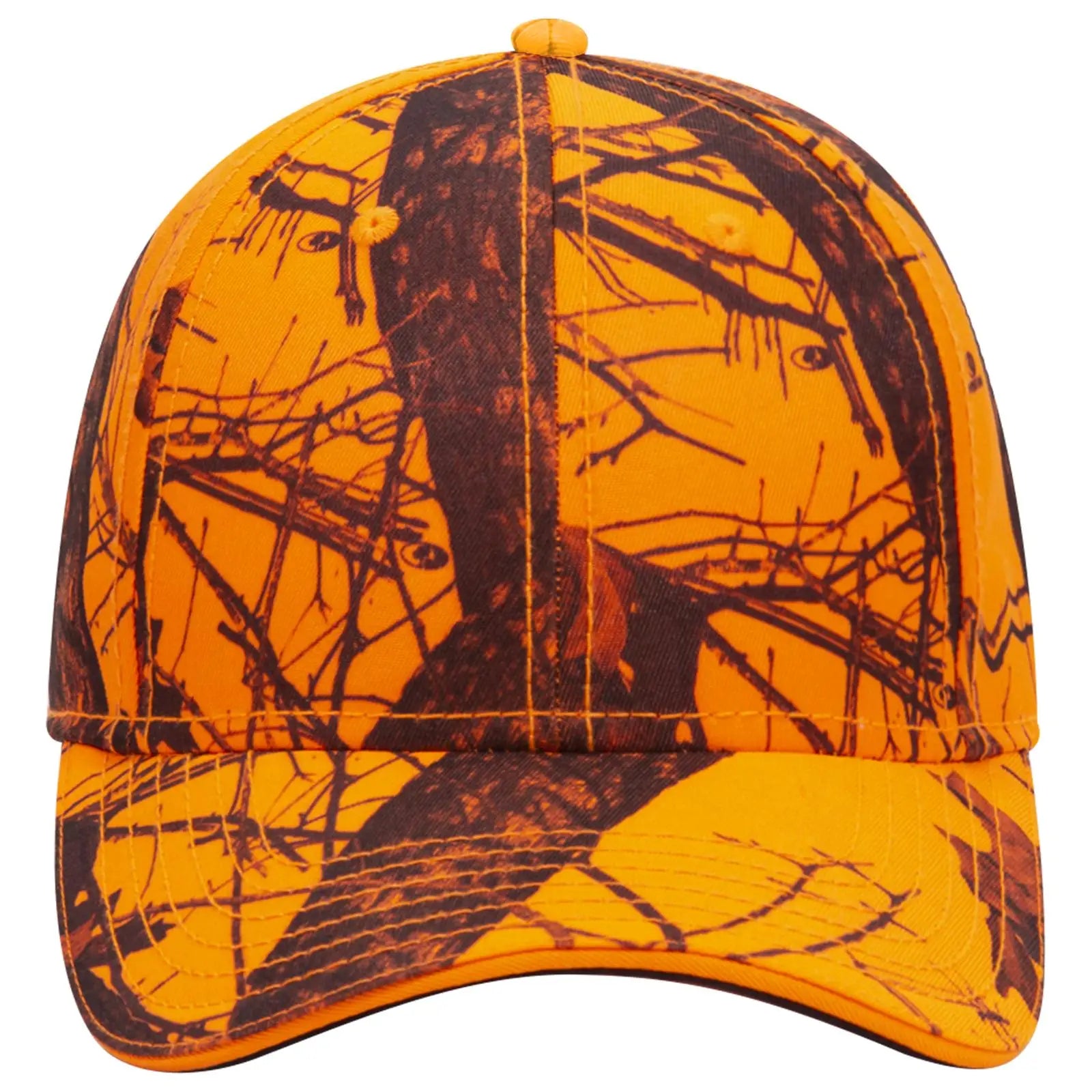 OTTO 171-1294 Mossy Oak Camouflage Sandwich Visor 6 Panel Low Profile Baseball Cap - Blaze - Blaze / 6 1/2’’ - 7 5/8’’