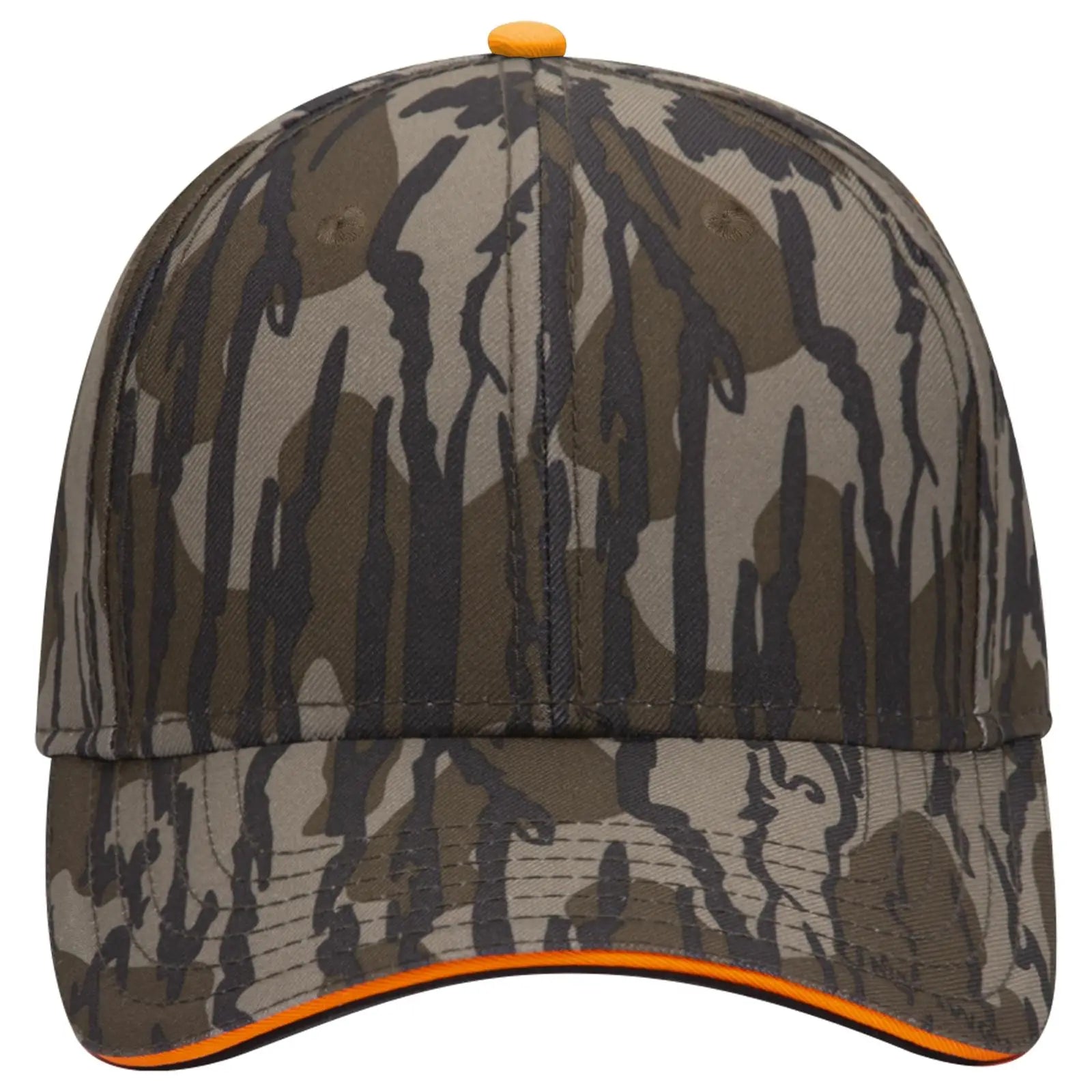 OTTO 171-1294 Mossy Oak Camouflage Sandwich Visor 6 Panel Low Profile Baseball Cap - Bottomland - Bottomland / 6 1/2’’