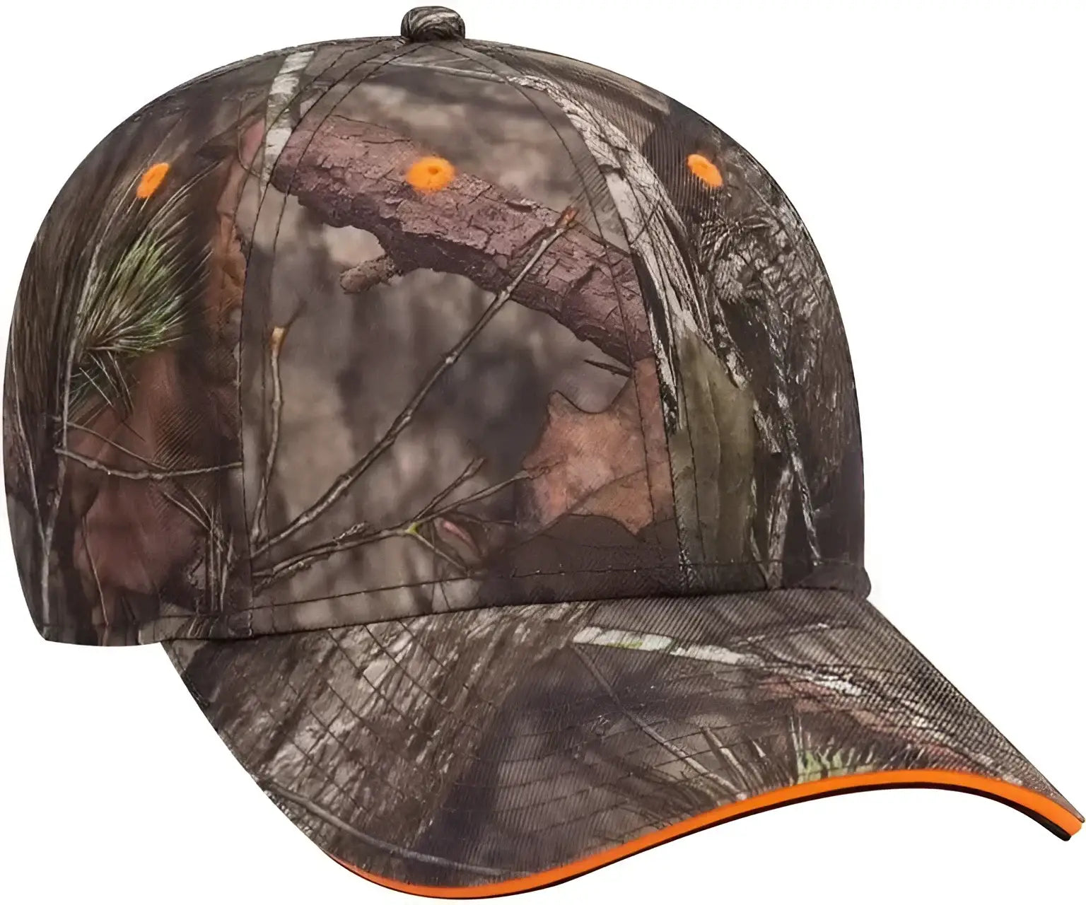 OTTO 171 1294 Mossy Oak Camouflage Superior Polyester Twill Sandwich Visor 6 Panel Low Profile Baseball Cap Break Up