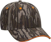 OTTO 171 1294 Mossy Oak Camouflage Superior Polyester Twill Sandwich Visor 6 Panel Low Profile Baseball Cap Bottomland