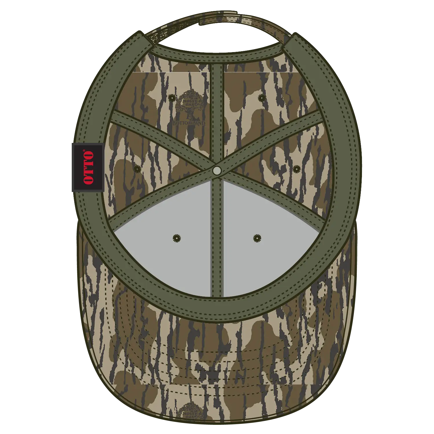 OTTO 171-1295 Mossy Oak Camouflage 6 Panel Low Profile Baseball Cap - Bottomland - Bottomland / 6 1/2’’ - 7 5/8’’