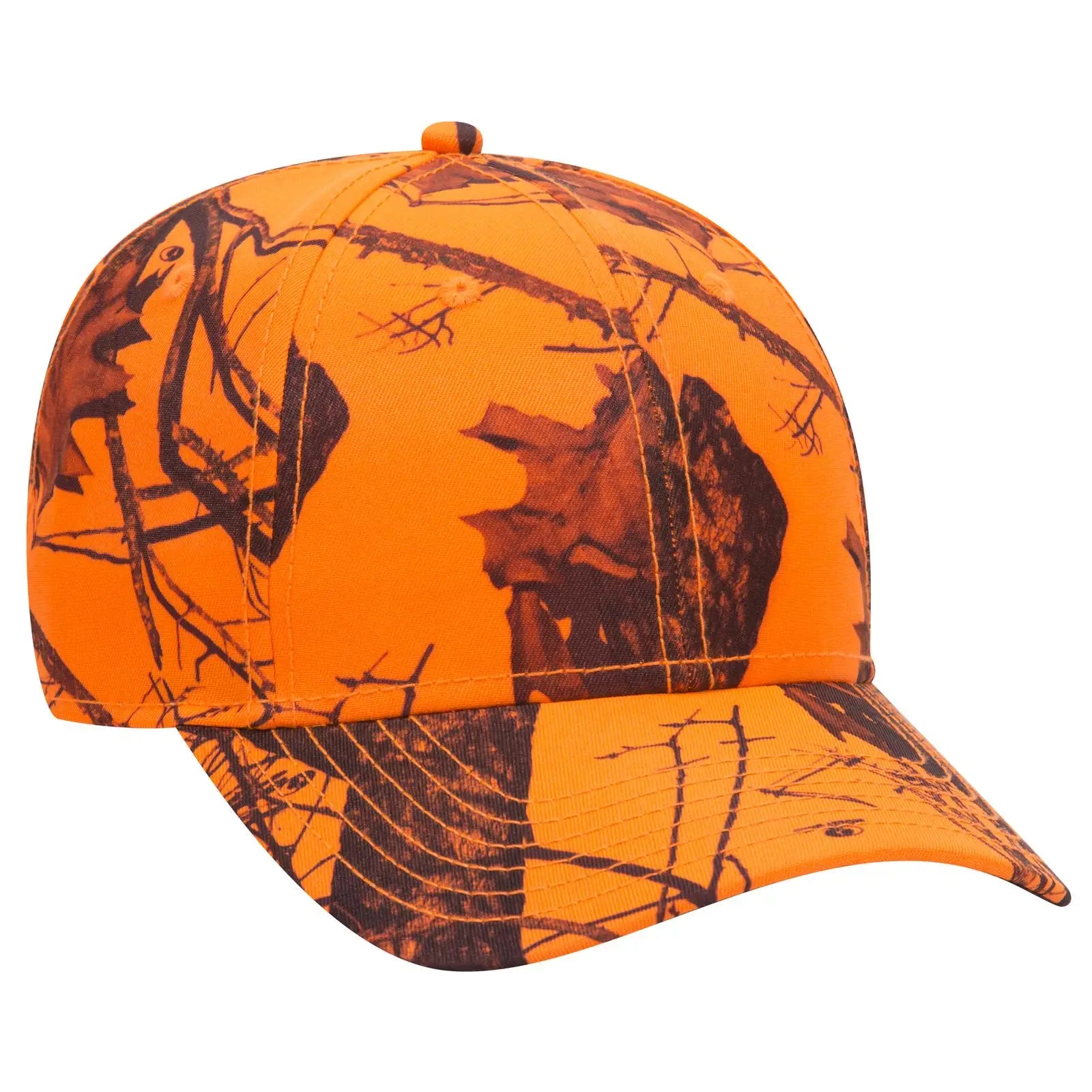OTTO 171-1295 Mossy Oak Camouflage 6 Panel Low Profile Baseball Cap - Blaze - Blaze / 6 1/2’’ - 7 5/8’’