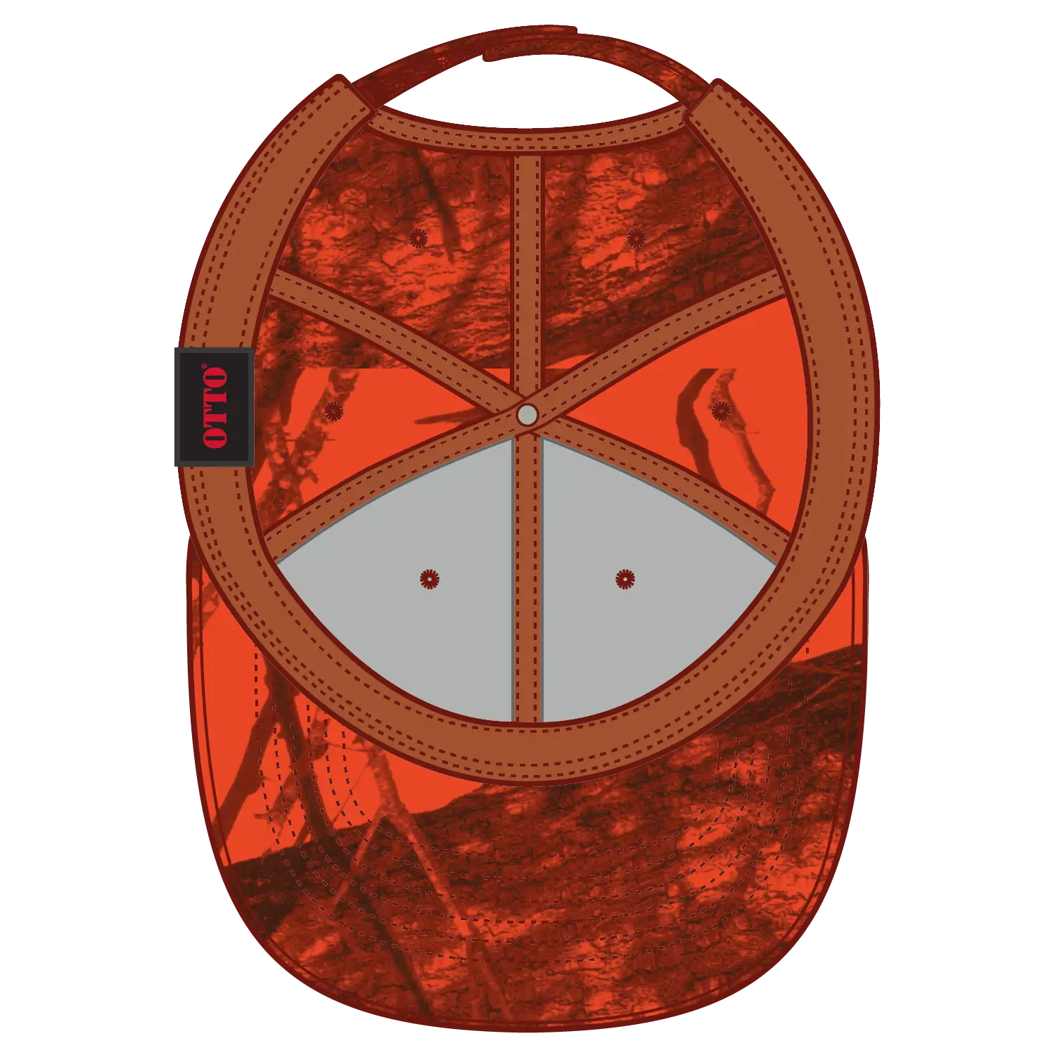 OTTO 171-1295 Mossy Oak Camouflage 6 Panel Low Profile Baseball Cap - Blaze - Blaze / 6 1/2’’ - 7 5/8’’