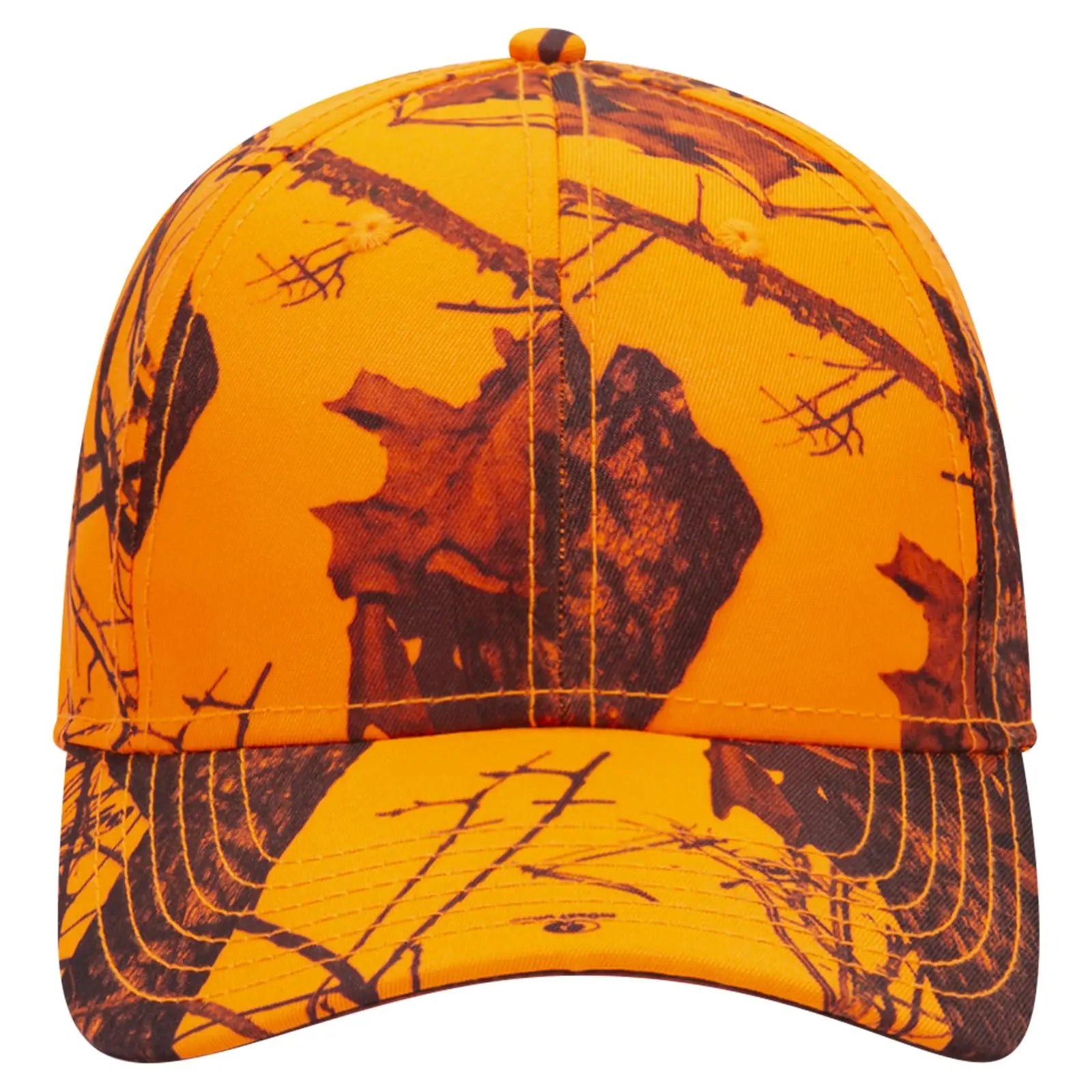 OTTO 171-1295 Mossy Oak Camouflage 6 Panel Low Profile Baseball Cap - Blaze - Blaze / 6 1/2’’ - 7 5/8’’
