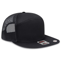OTTO 172-1298 ’OTTO Snap’ 7 Panel Pro Style Mesh Back Trucker Snapback Cap - Black - Black / 7 3/8’’ - 7 5/8’’