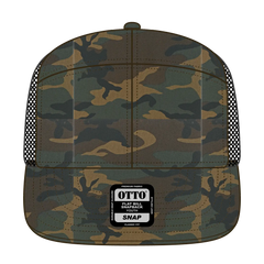 OTTO 172-1298 ’OTTO Snap’ 7 Panel Pro Style Mesh Back Trucker Snapback Cap - Dk.Grn/Brn/Blk - Dk.Grn/Brn/Blk / 7 3/8’’