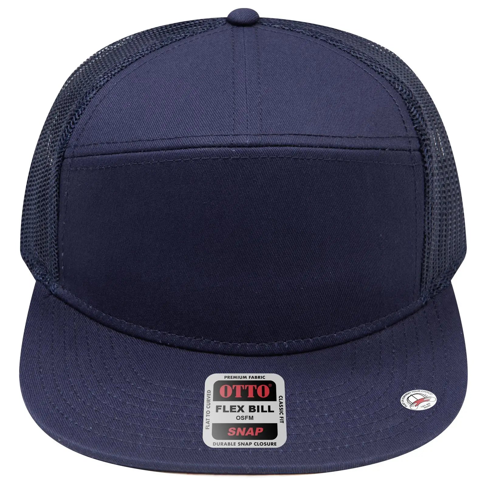 OTTO 172-1298 ’OTTO Snap’ 7 Panel Pro Style Mesh Back Trucker Snapback Cap - Navy - Navy / 7 3/8’’ - 7 5/8’’