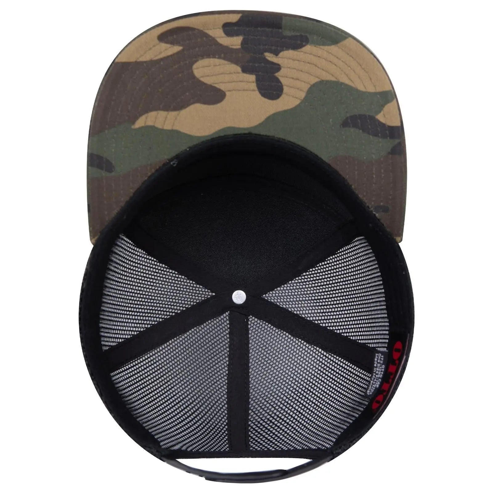 OTTO 172-1298 ’OTTO Snap’ 7 Panel Pro Style Mesh Back Trucker Snapback Cap - Dk.Grn/Brn/Blk - Dk.Grn/Brn/Blk / 7 3/8’’