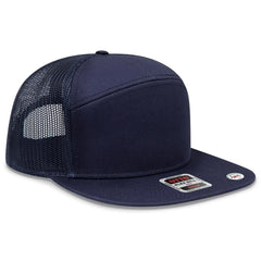 OTTO 172-1298 ’OTTO Snap’ 7 Panel Pro Style Mesh Back Trucker Snapback Cap - Navy - Navy / 7 3/8’’ - 7 5/8’’