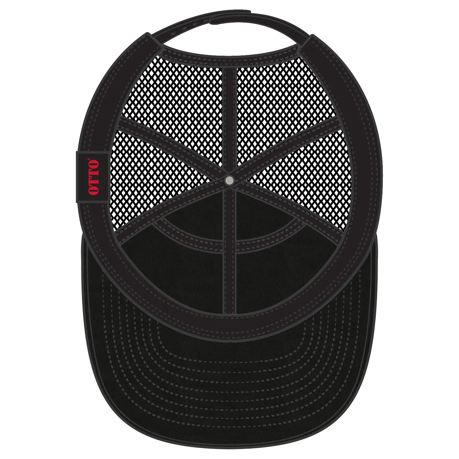OTTO 172-1298 ’OTTO Snap’ 7 Panel Pro Style Mesh Back Trucker Snapback Cap - Black - Black / 7 3/8’’ - 7 5/8’’