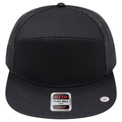OTTO 172-1298 ’OTTO Snap’ 7 Panel Pro Style Mesh Back Trucker Snapback Cap - Black - Black / 7 3/8’’ - 7 5/8’’
