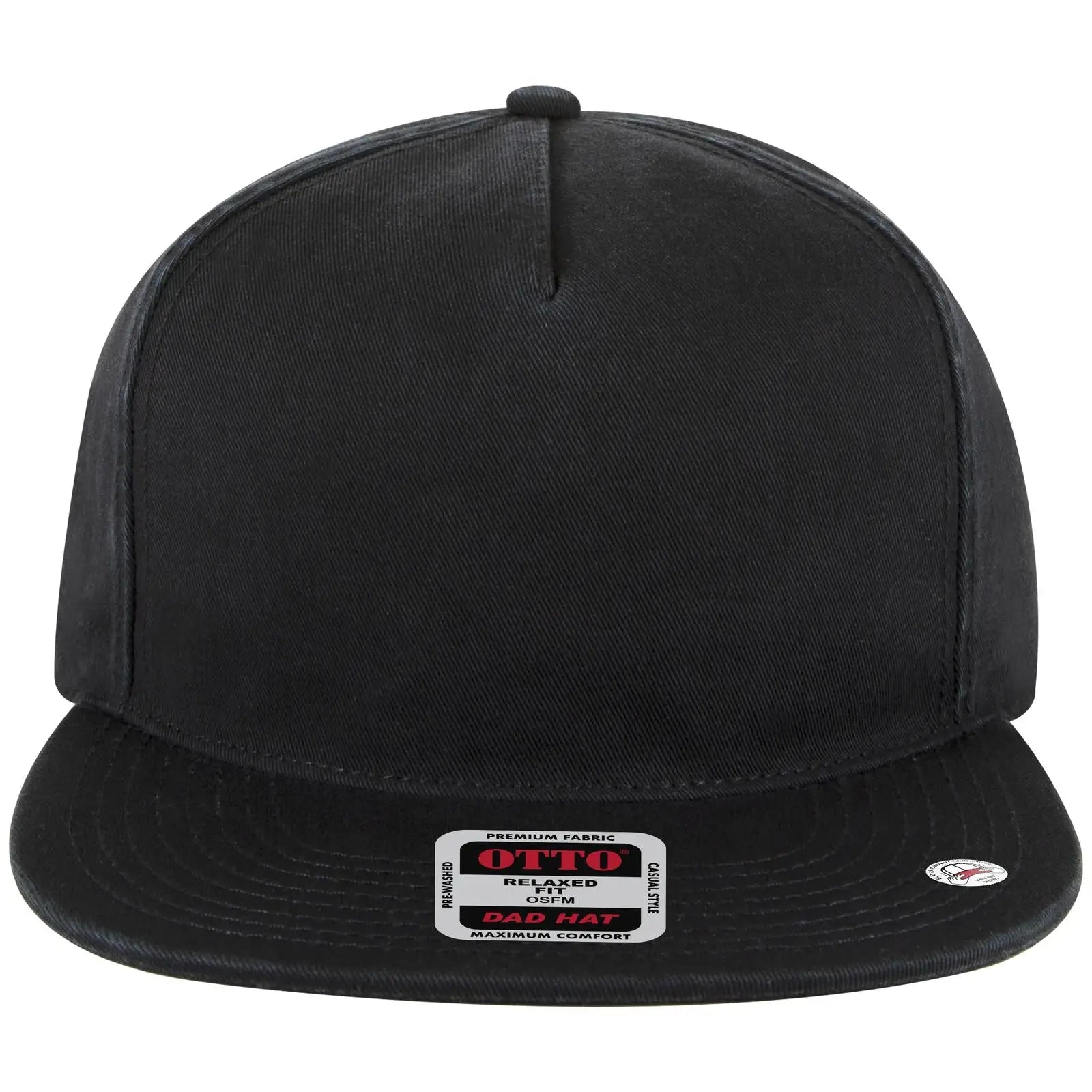 OTTO 176-1315 5 Panel Low Profile Dad Cap - Black - Black / 6 1/2’’ - 7 5/8’’