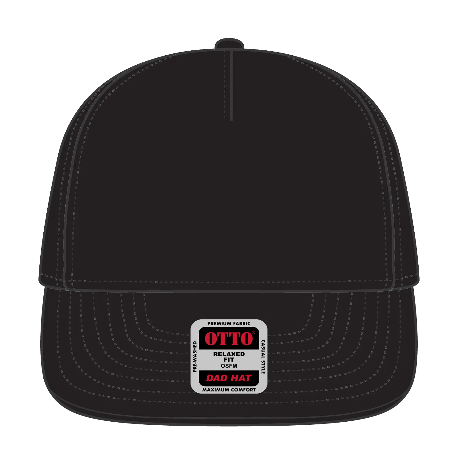 OTTO 176-1315 5 Panel Low Profile Dad Cap - Black - Black / 6 1/2’’ - 7 5/8’’