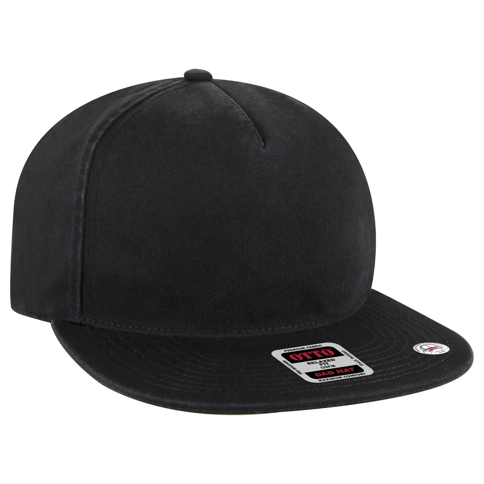 OTTO 176-1315 5 Panel Low Profile Dad Cap - Black - Black / 6 1/2’’ - 7 5/8’’