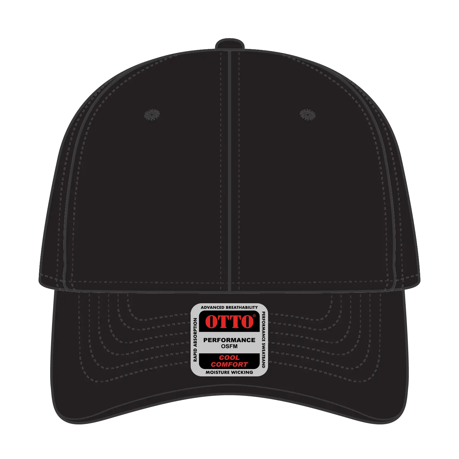 OTTO 18-1042 6 Panel Low Profile Baseball Cap - Black - Black / 6 1/2’’ - 7 5/8’’