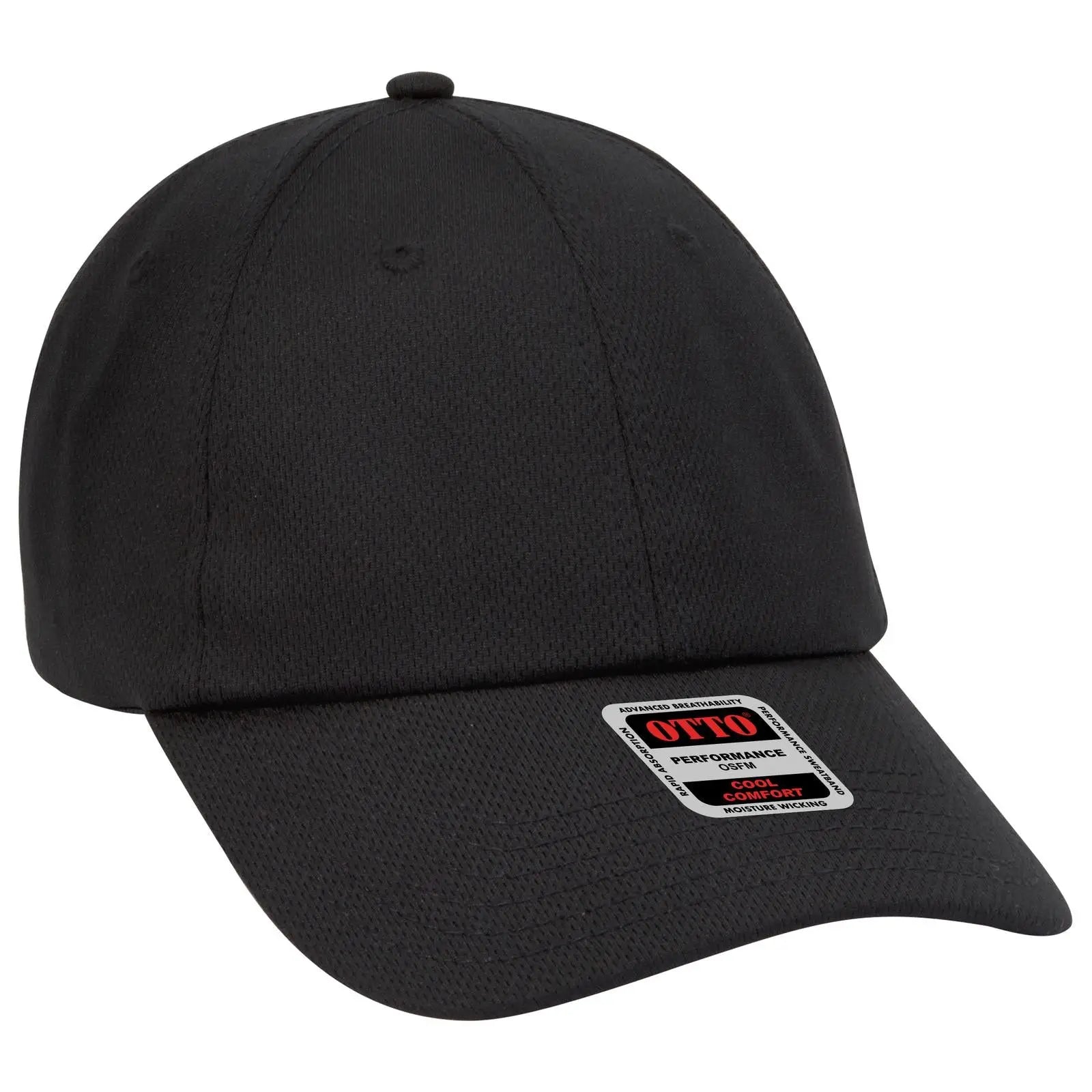 OTTO 18-1042 6 Panel Low Profile Baseball Cap - Black - Black / 6 1/2’’ - 7 5/8’’