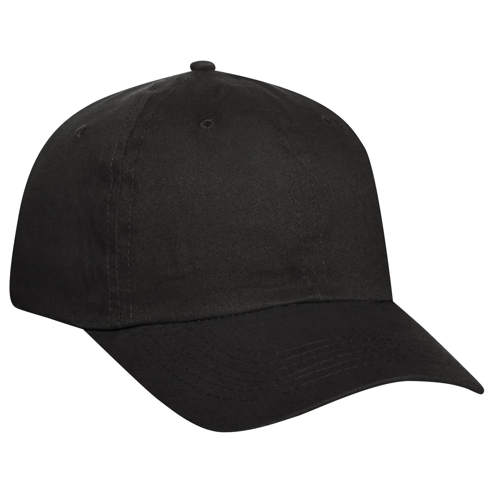 OTTO 18-1108 6 Panel Low Profile Baseball Cap - Black - Black / 6 1/2’’ - 7 5/8’’