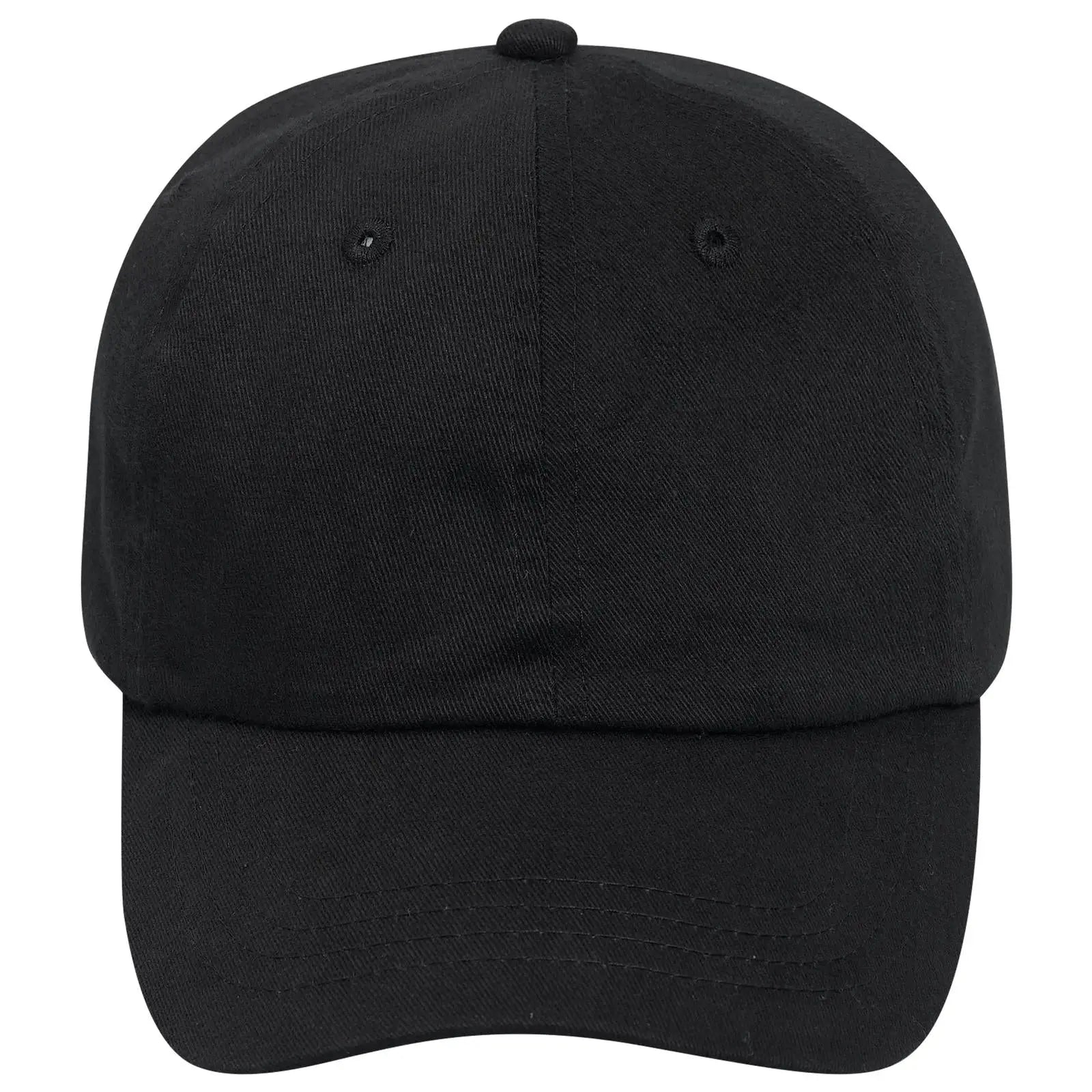 OTTO 18-1108 6 Panel Low Profile Baseball Cap - Black - Black / 6 1/2’’ - 7 5/8’’