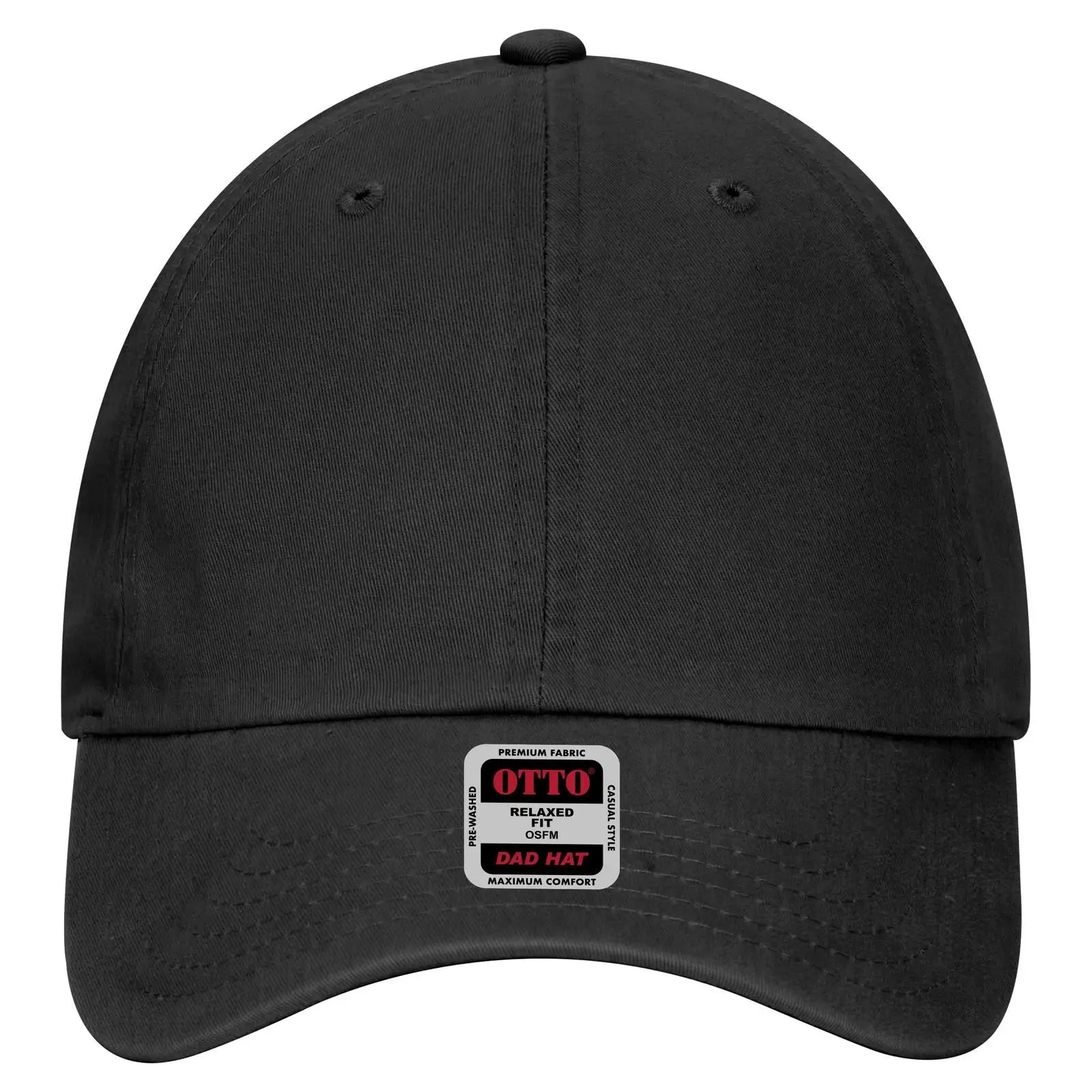 OTTO 18-1219 6 Panel Low Profile Dad Cap - Black - Black / 6 1/2’’ - 7 5/8’’