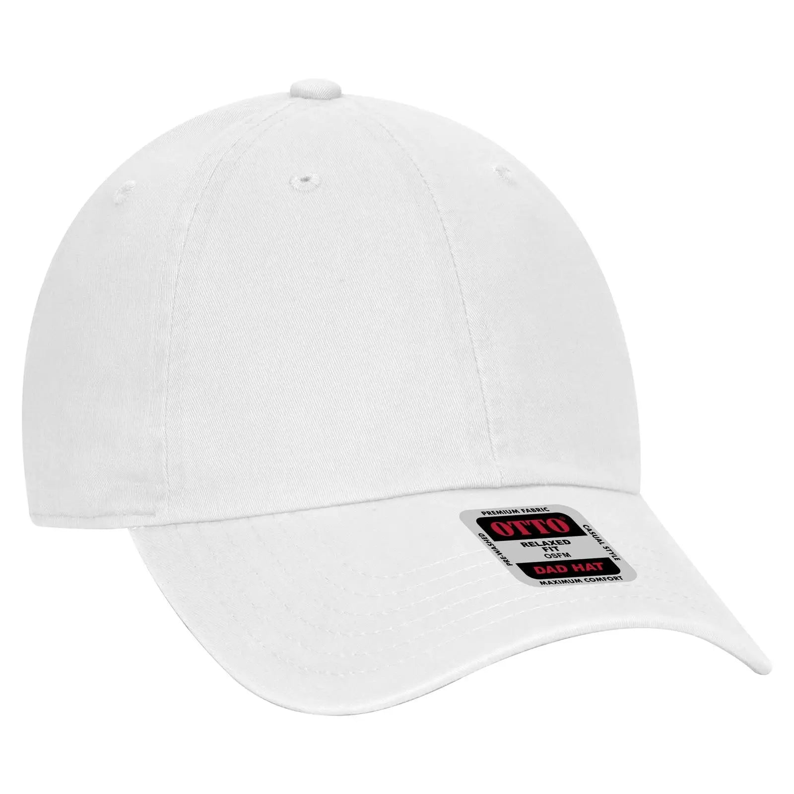 OTTO 18-1219 6 Panel Low Profile Dad Cap - White - White / 6 1/2’’ - 7 5/8’’