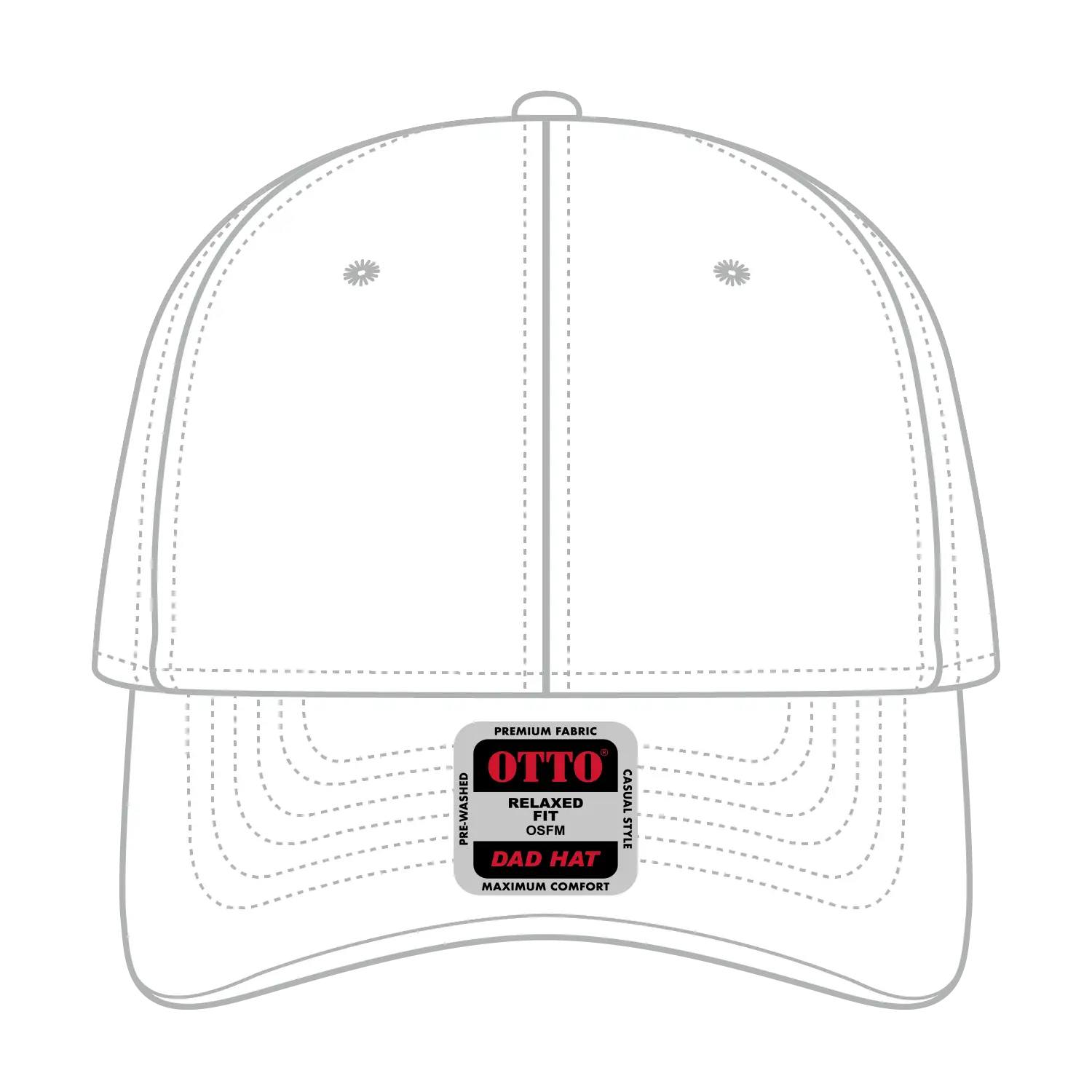 OTTO 18-1219 6 Panel Low Profile Dad Cap - White - White / 6 1/2’’ - 7 5/8’’