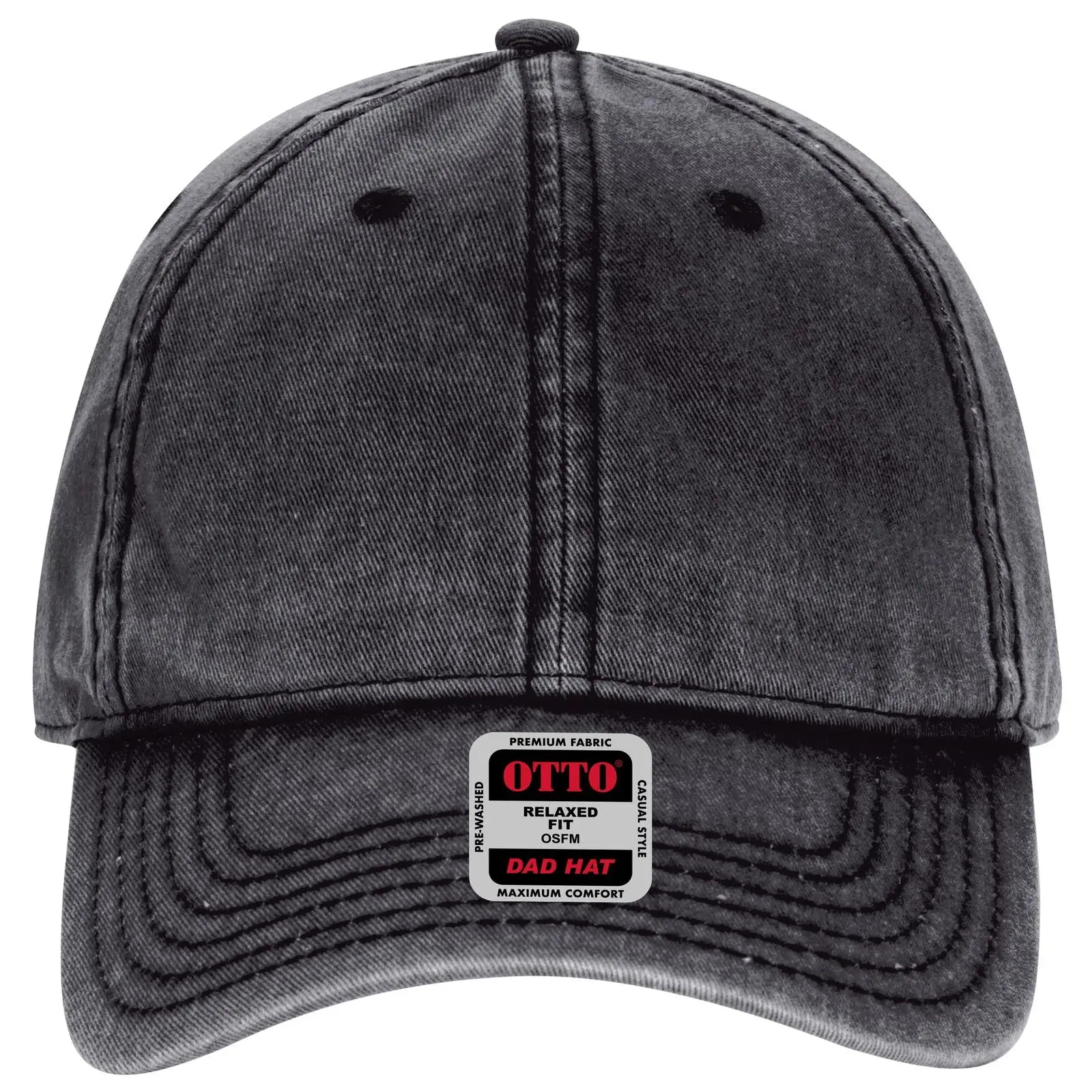 OTTO 18-1248 6 Panel Low Profile Dad Cap - Black - Black / 6 1/2’’ - 7 5/8’’