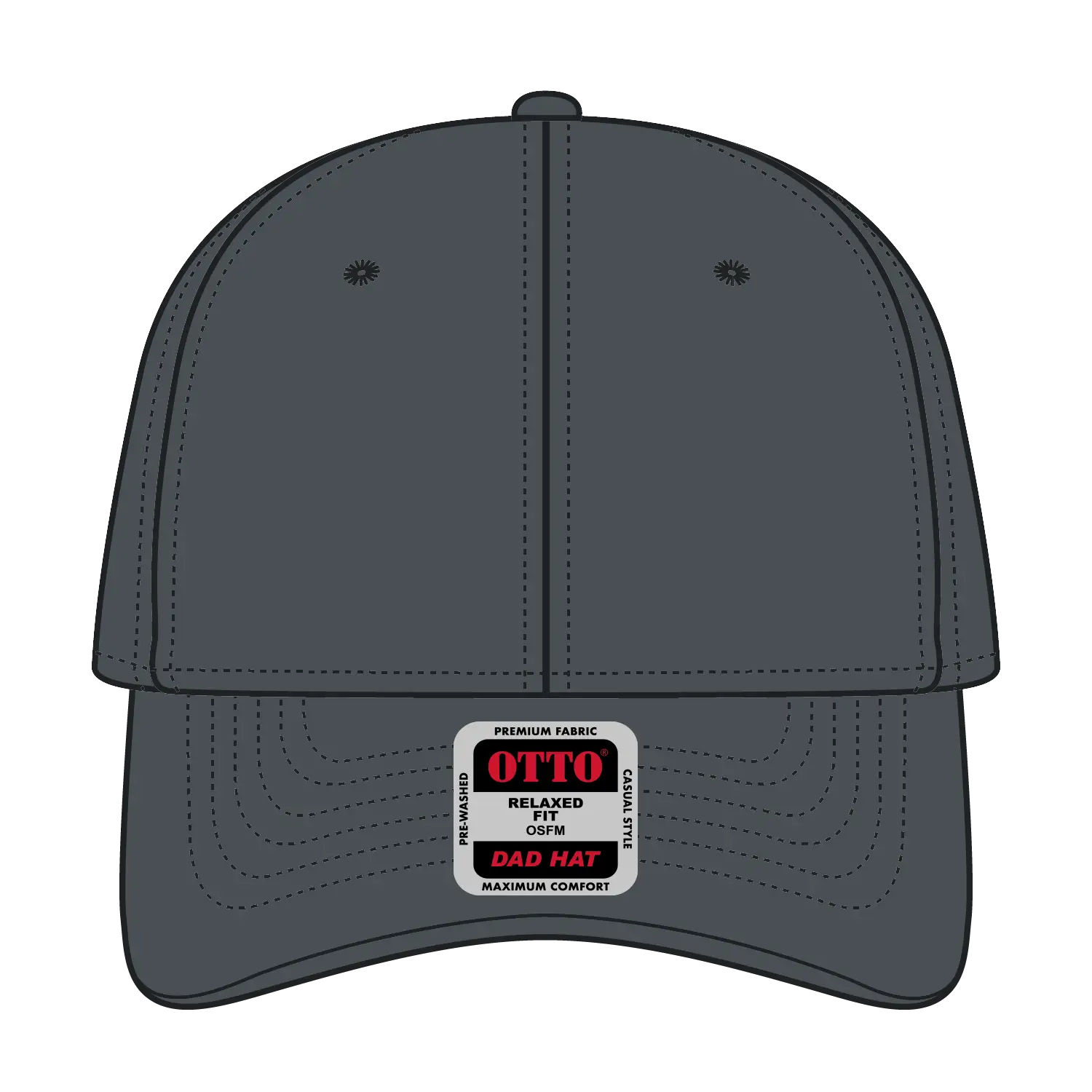 OTTO 18-1248 6 Panel Low Profile Dad Cap - Char. Gray - Char. Gray / 6 1/2’’ - 7 5/8’’