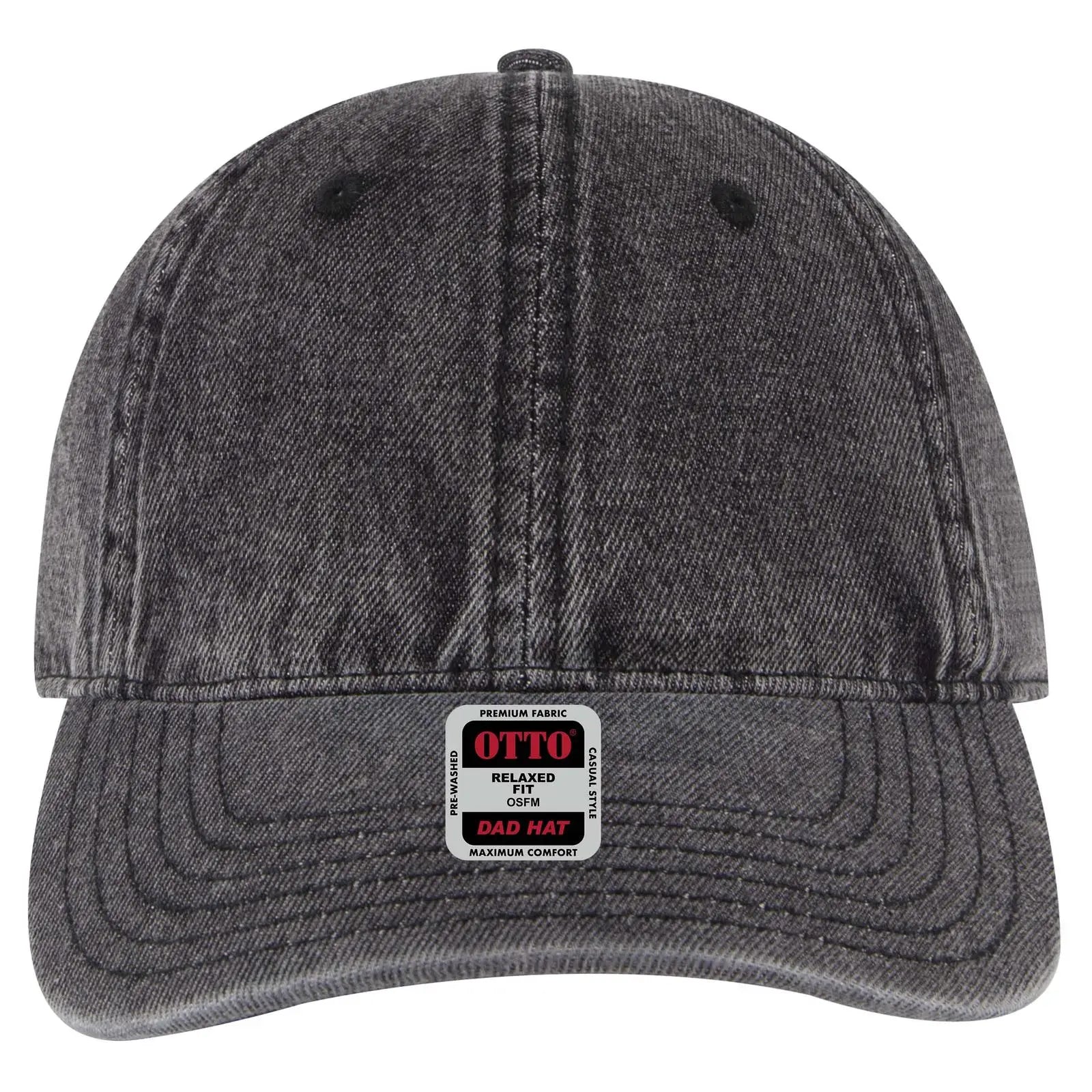 OTTO 18-1248 6 Panel Low Profile Dad Cap - Deep Black - Deep Black / 6 1/2’’ - 7 5/8’’