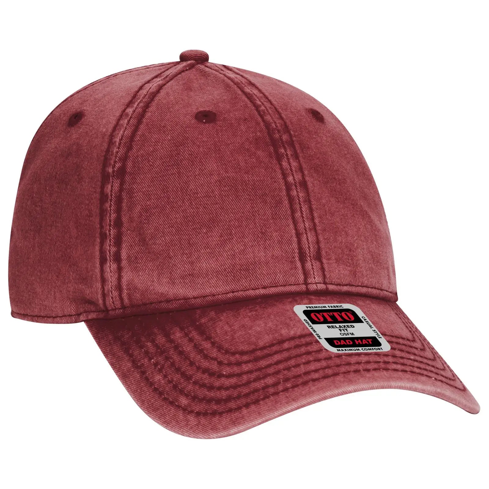 OTTO 18-1248 6 Panel Low Profile Dad Cap - Maroon - Maroon / 6 1/2’’ - 7 5/8’’