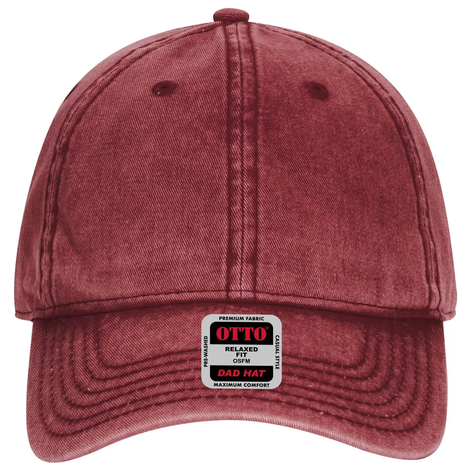 OTTO 18-1248 6 Panel Low Profile Dad Cap - Maroon - Maroon / 6 1/2’’ - 7 5/8’’