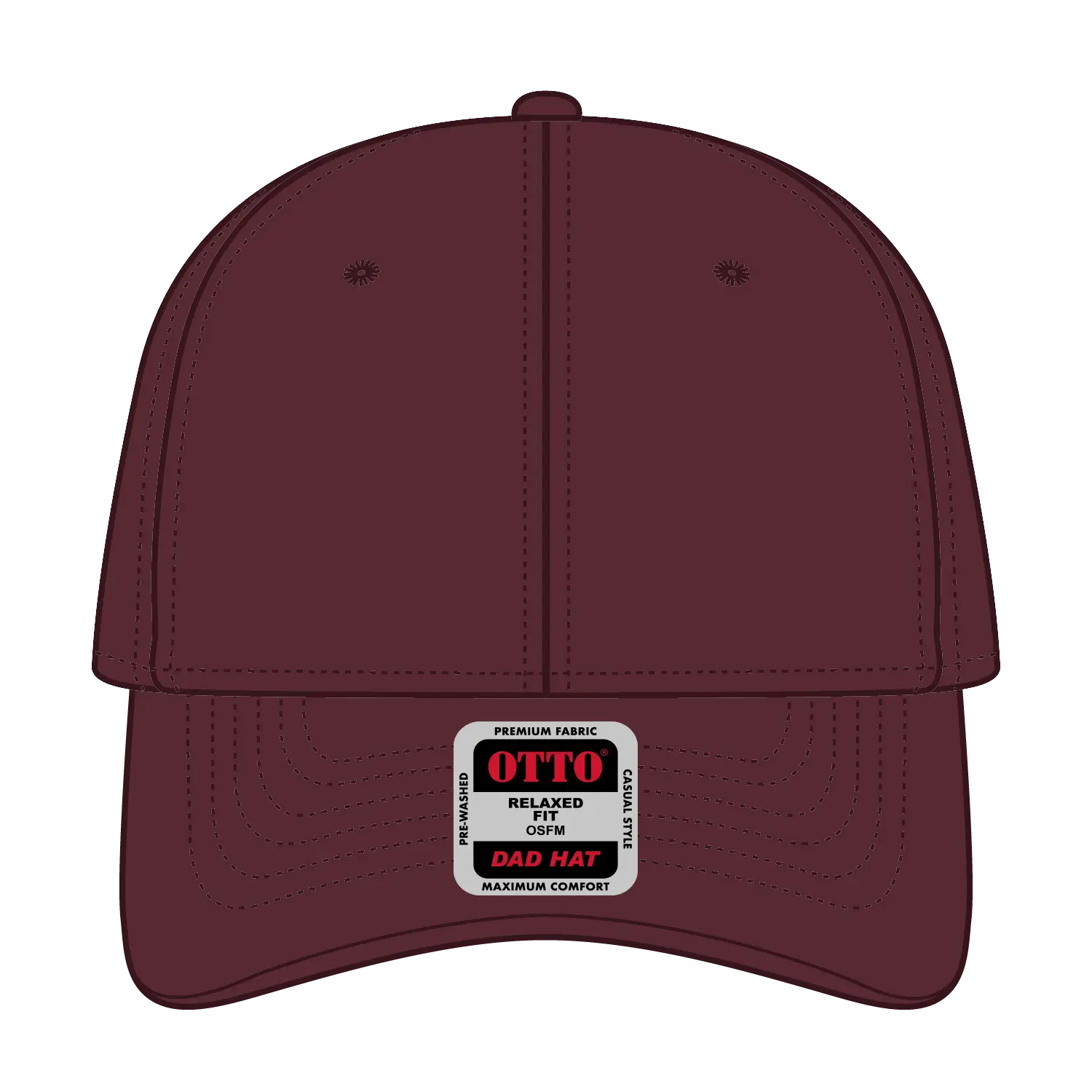 OTTO 18-1248 6 Panel Low Profile Dad Cap - Maroon - Maroon / 6 1/2’’ - 7 5/8’’