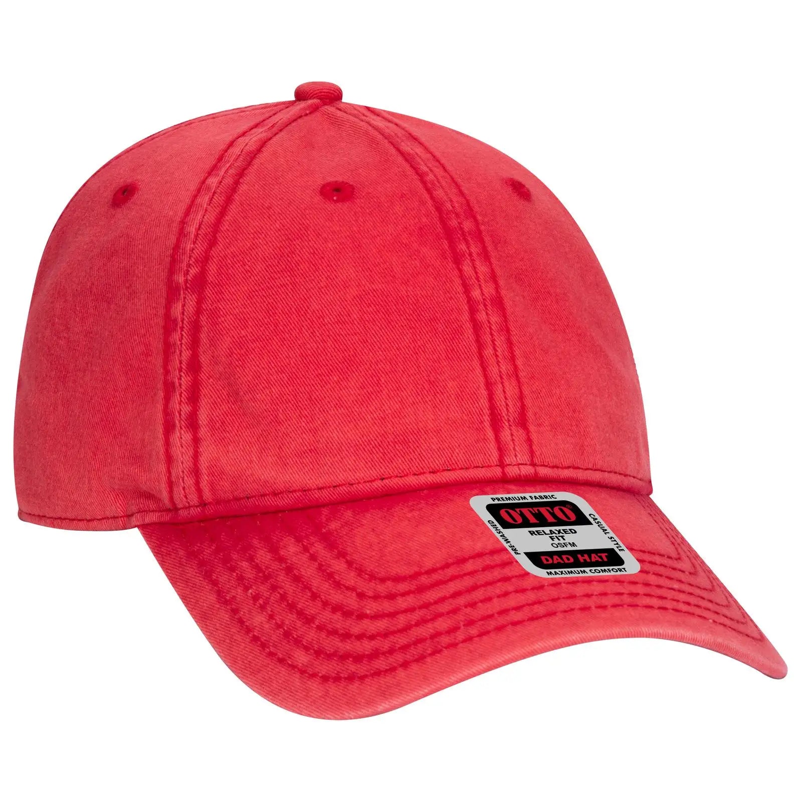 OTTO 18-1248 6 Panel Low Profile Dad Cap - Red - Red / 6 1/2’’ - 7 5/8’’