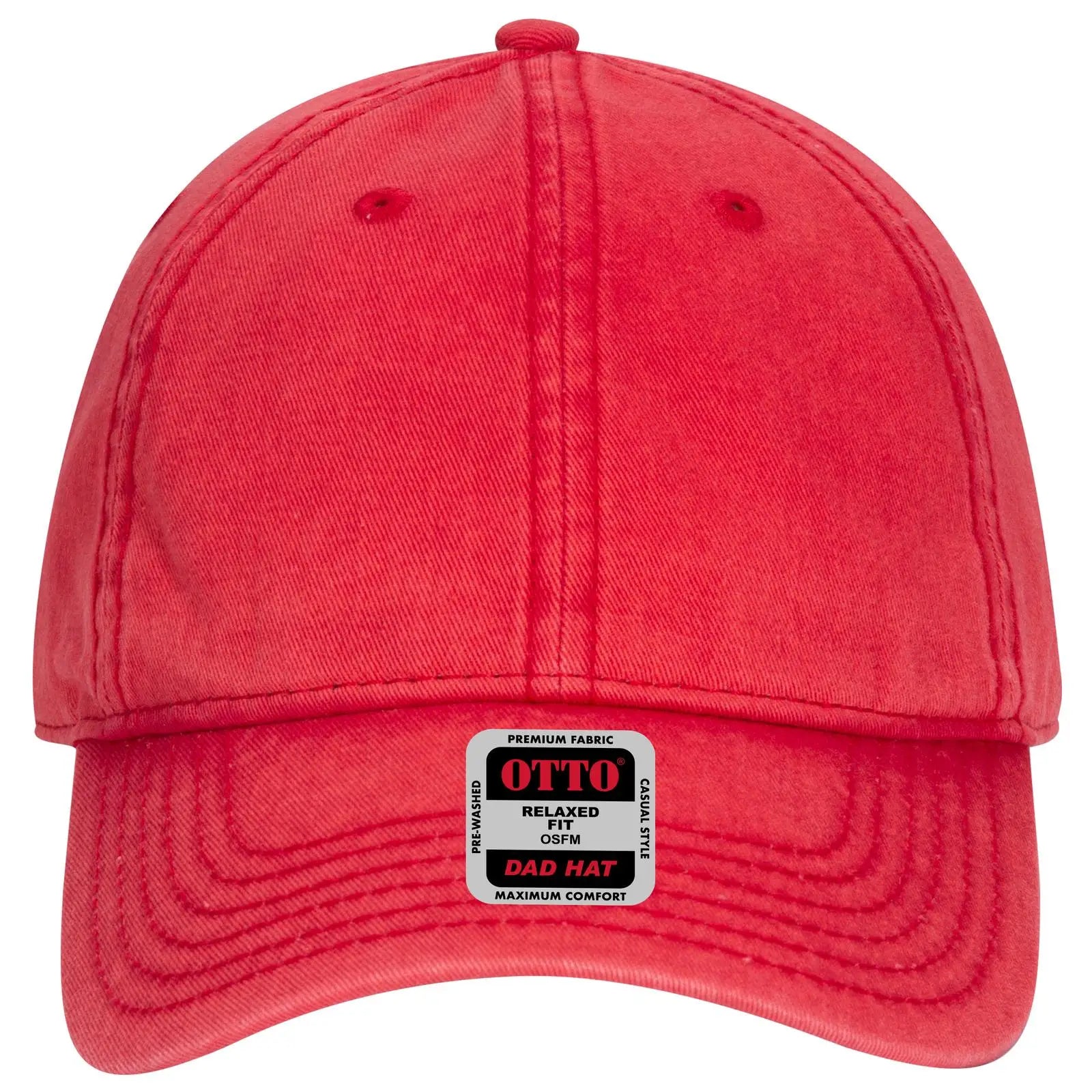 OTTO 18-1248 6 Panel Low Profile Dad Cap - Red - Red / 6 1/2’’ - 7 5/8’’