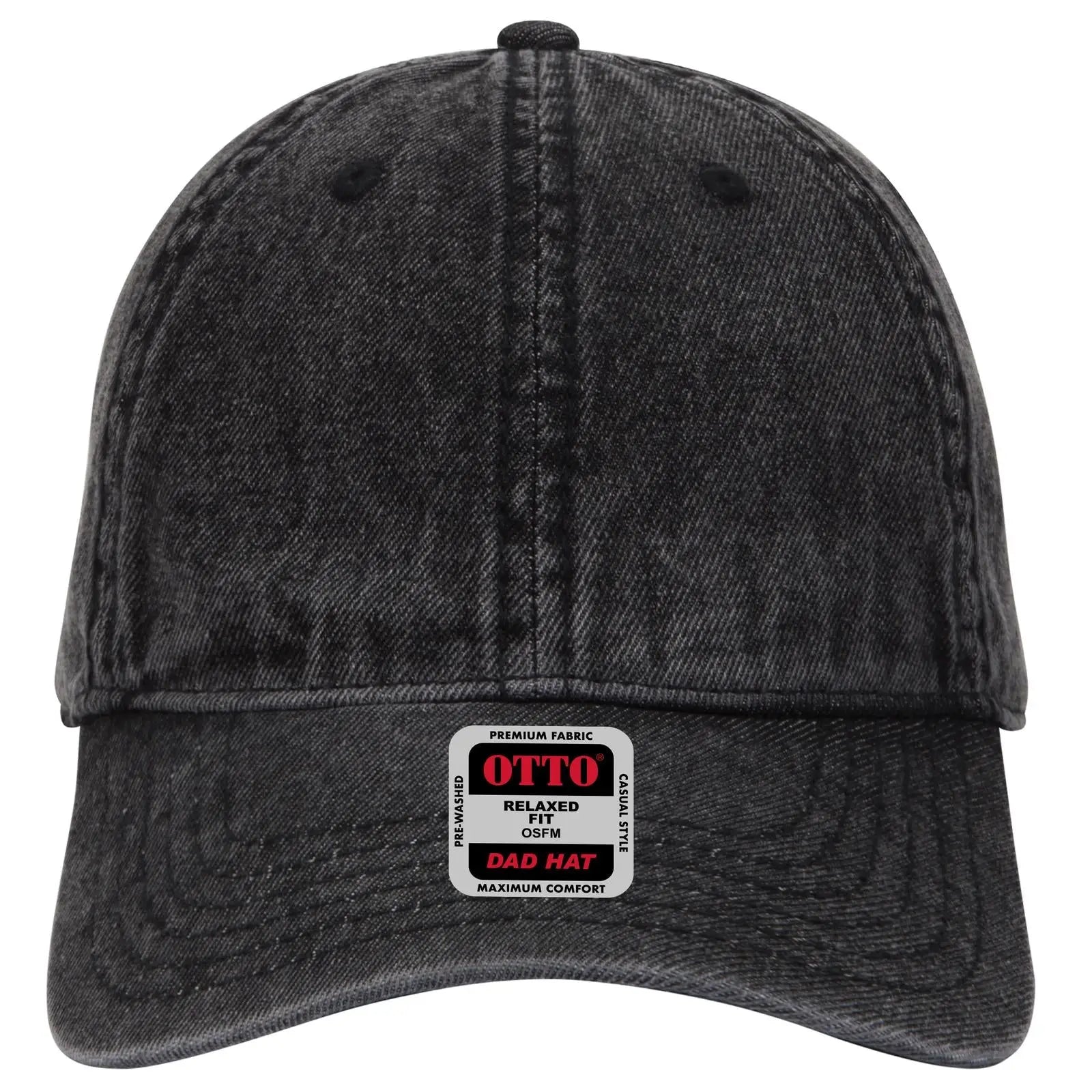 OTTO 18-1249 6 Panel Low Profile Dad Cap - Black - Black / 6 1/2’’ - 7 5/8’’