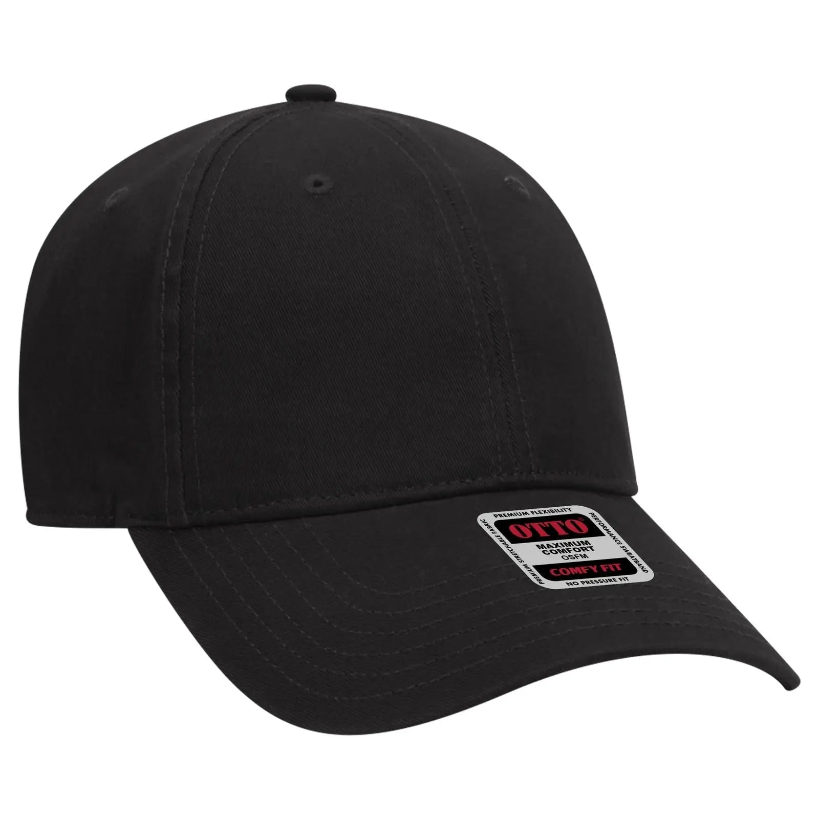 OTTO 18-1282 ’OTTO Comfy Fit’ 6 Panel Low Profile Dad Cap - Black - Black / 6 1/2’’ - 7 5/8’’