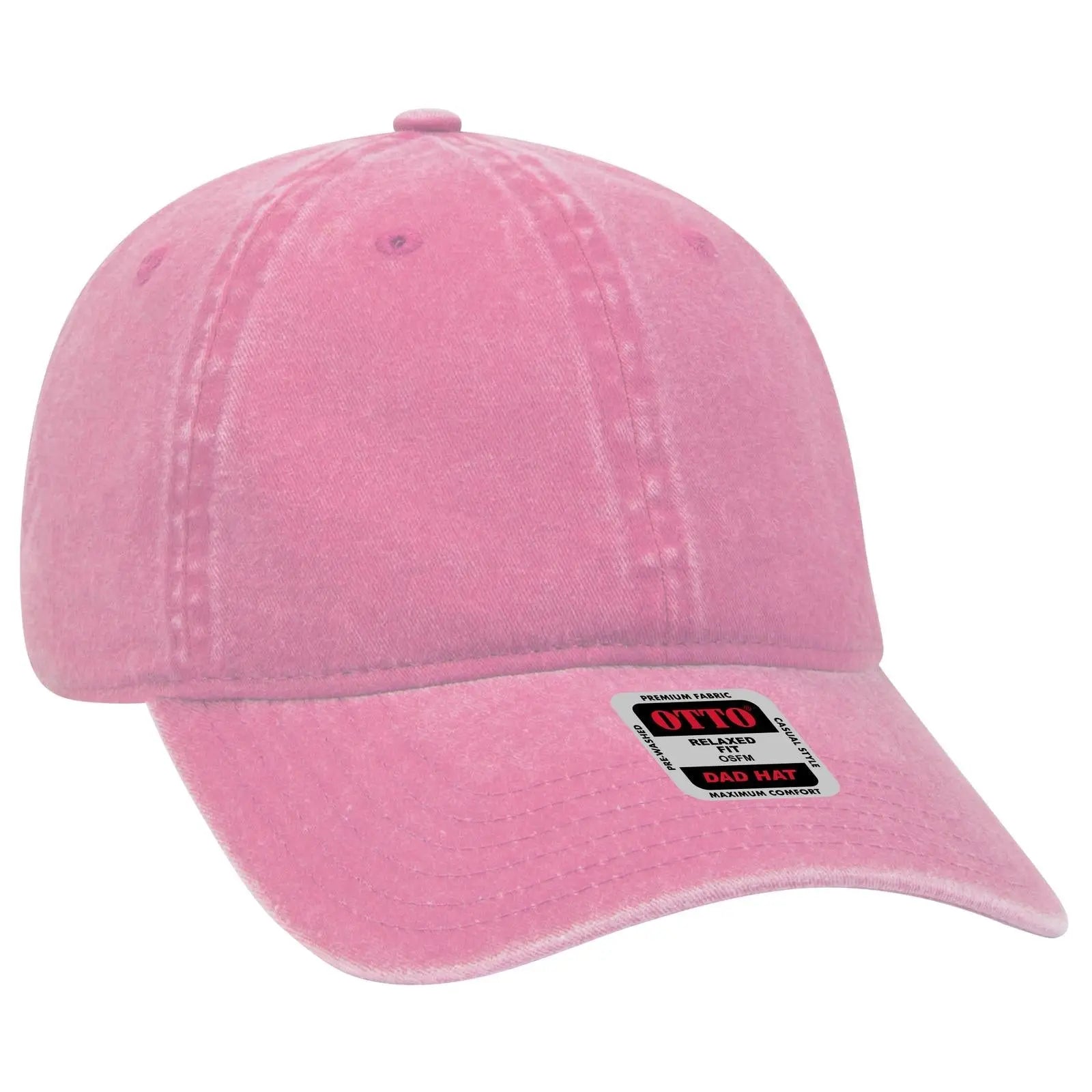 OTTO 18-202 6 Panel Low Profile Dad Cap - Azalea - Azalea / 6 1/2’’ - 7 5/8’’