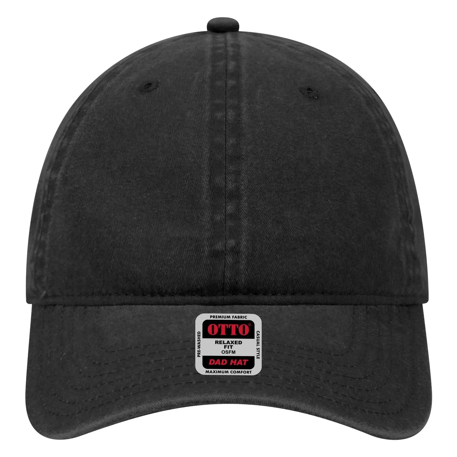 OTTO 18-202 6 Panel Low Profile Dad Cap - Black - Black / 6 1/2’’ - 7 5/8’’