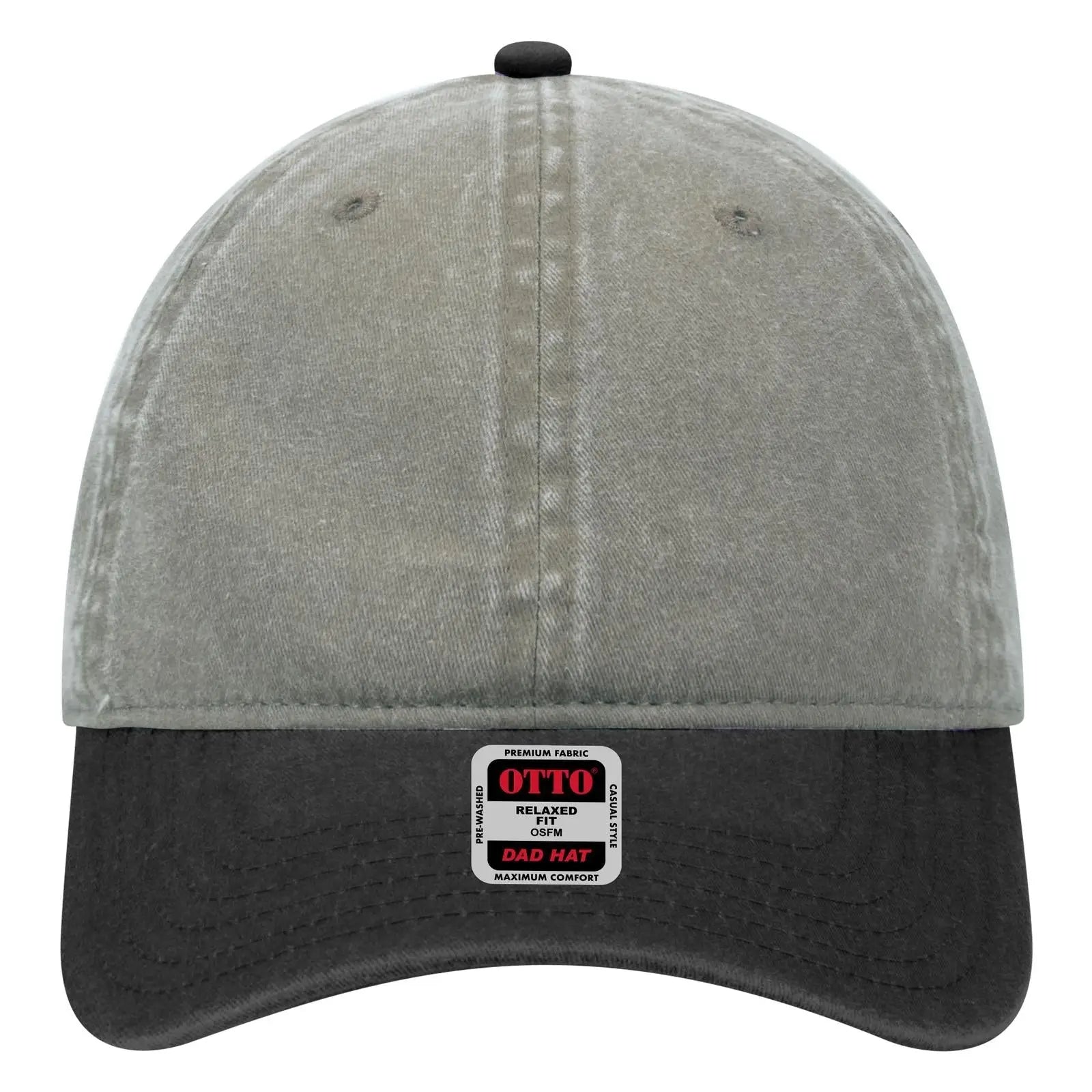 OTTO 18-202 6 Panel Low Profile Dad Cap - Blk/Gry - Blk/Gry / 6 1/2’’ - 7 5/8’’