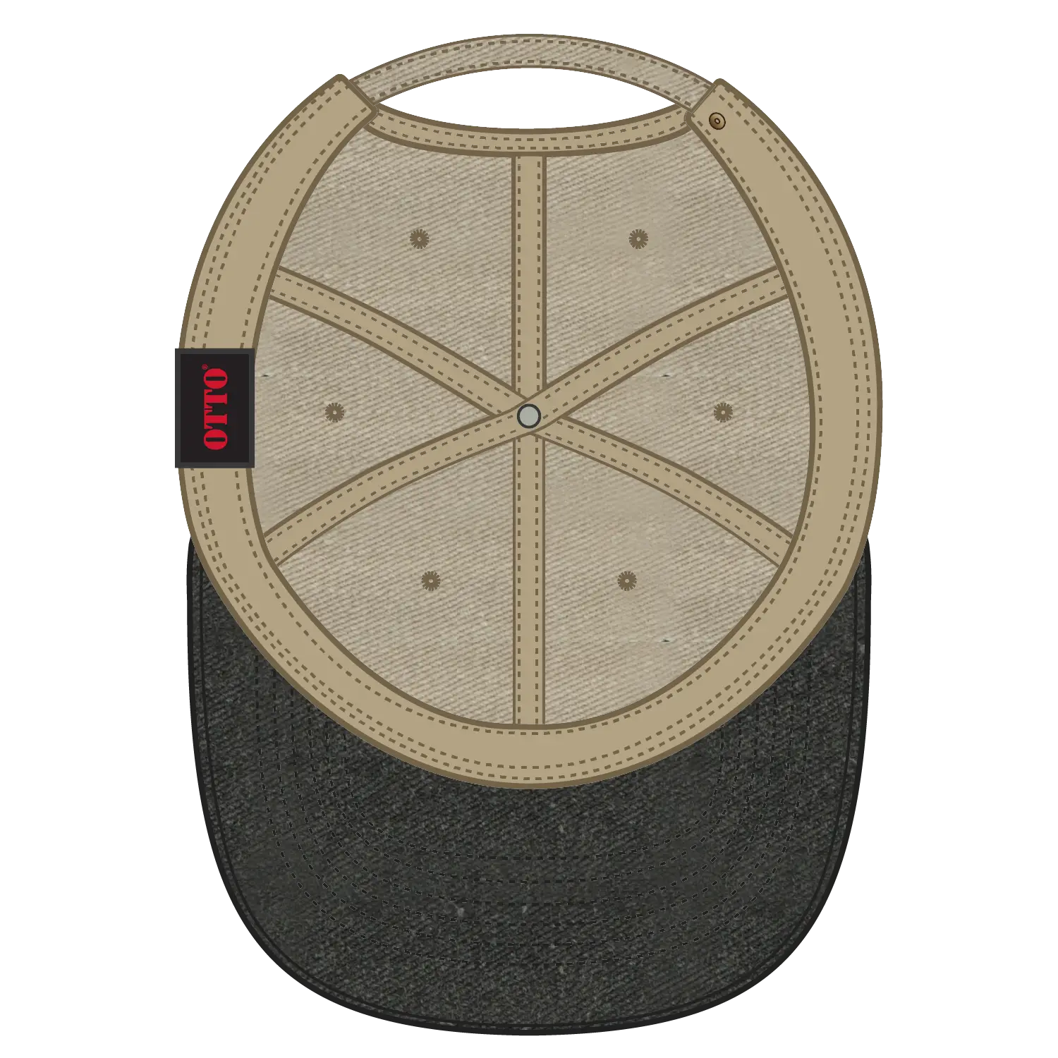 OTTO 18-202 6 Panel Low Profile Dad Cap - Blk/Kha - Blk/Kha / 6 1/2’’ - 7 5/8’’