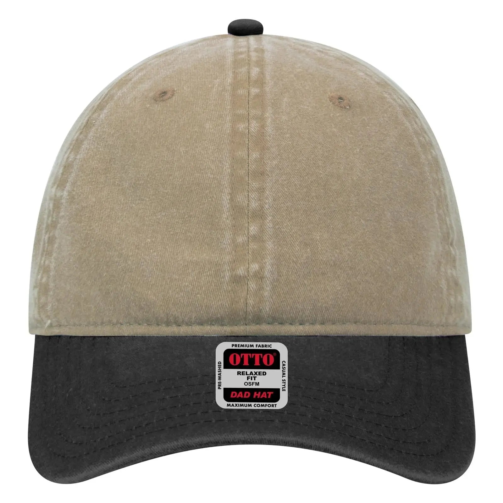 OTTO 18-202 6 Panel Low Profile Dad Cap - Blk/Kha - Blk/Kha / 6 1/2’’ - 7 5/8’’